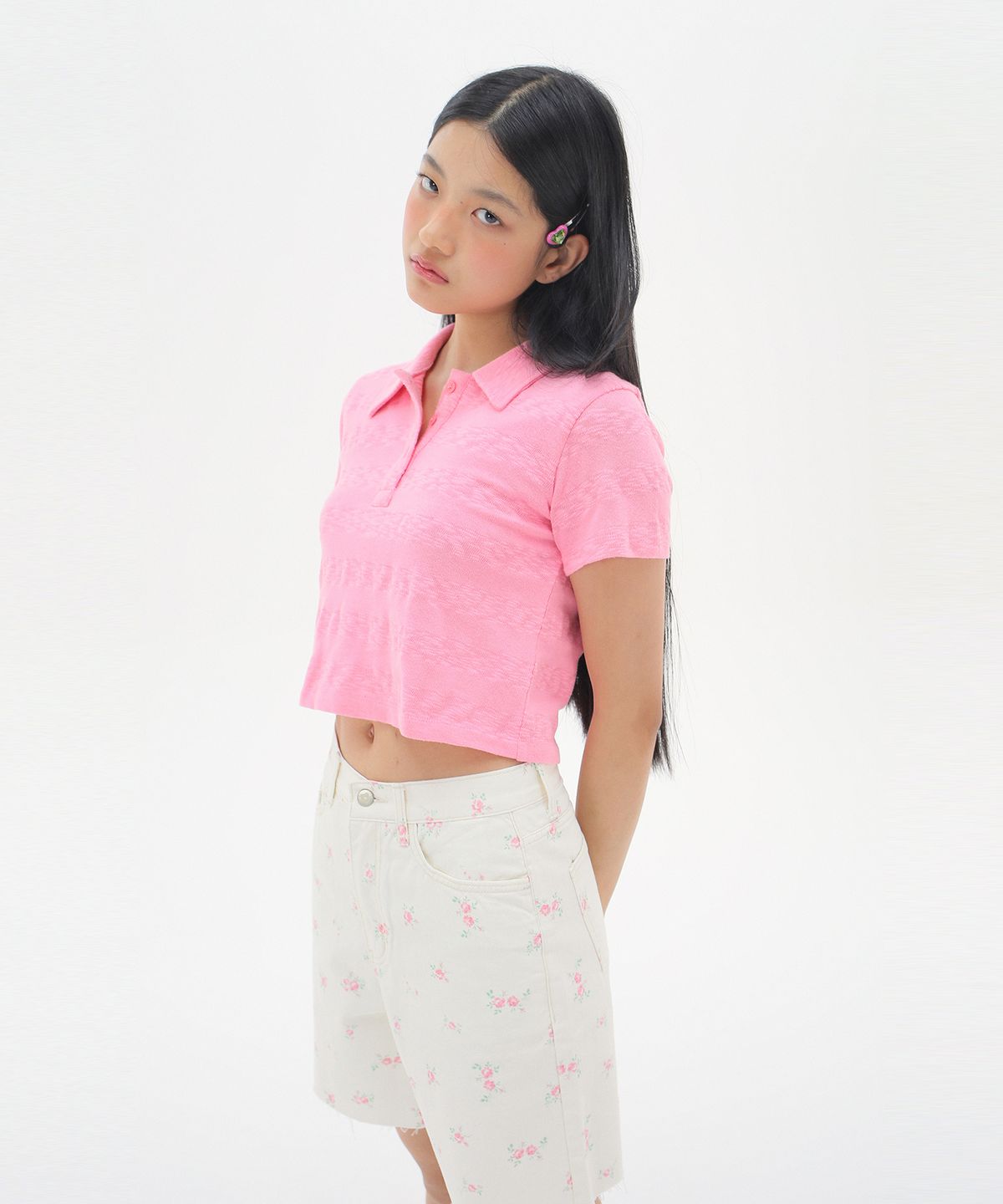 준준스페이스(JUNEJUNE SPACE) Crop PK T-shirts_Pink(크롭 피케이 티셔츠_핑크)