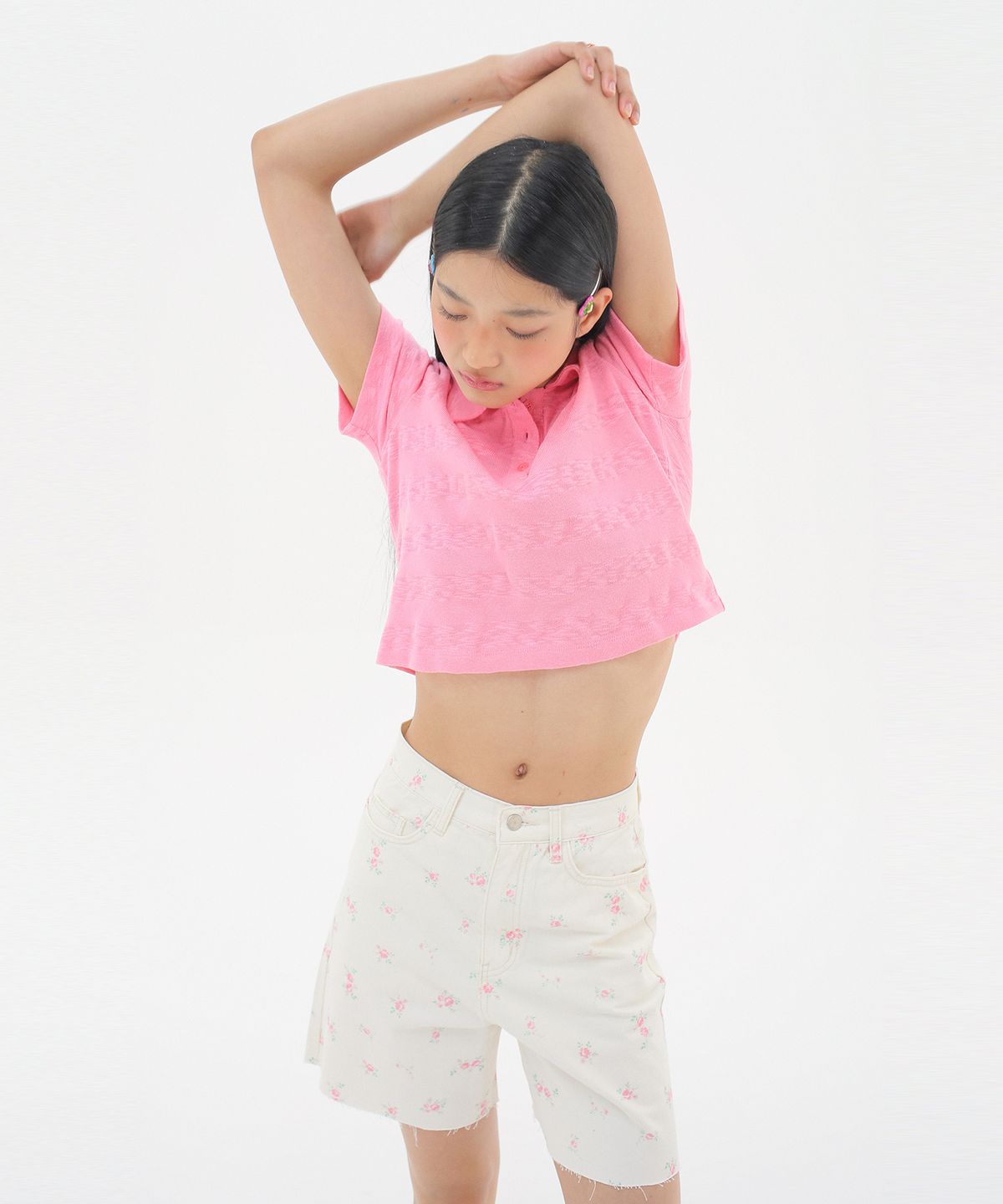 준준스페이스(JUNEJUNE SPACE) Crop PK T-shirts_Pink(크롭 피케이 티셔츠_핑크)