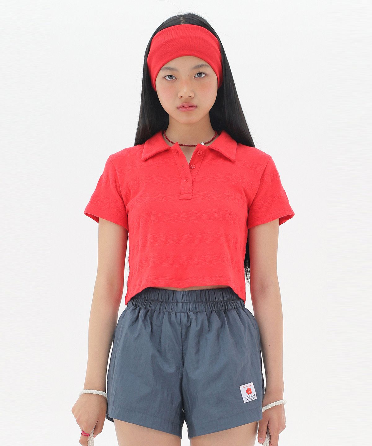 준준스페이스(JUNEJUNE SPACE) Crop PK T-shirts_Red(크롭 피케이 티셔츠_레드)
