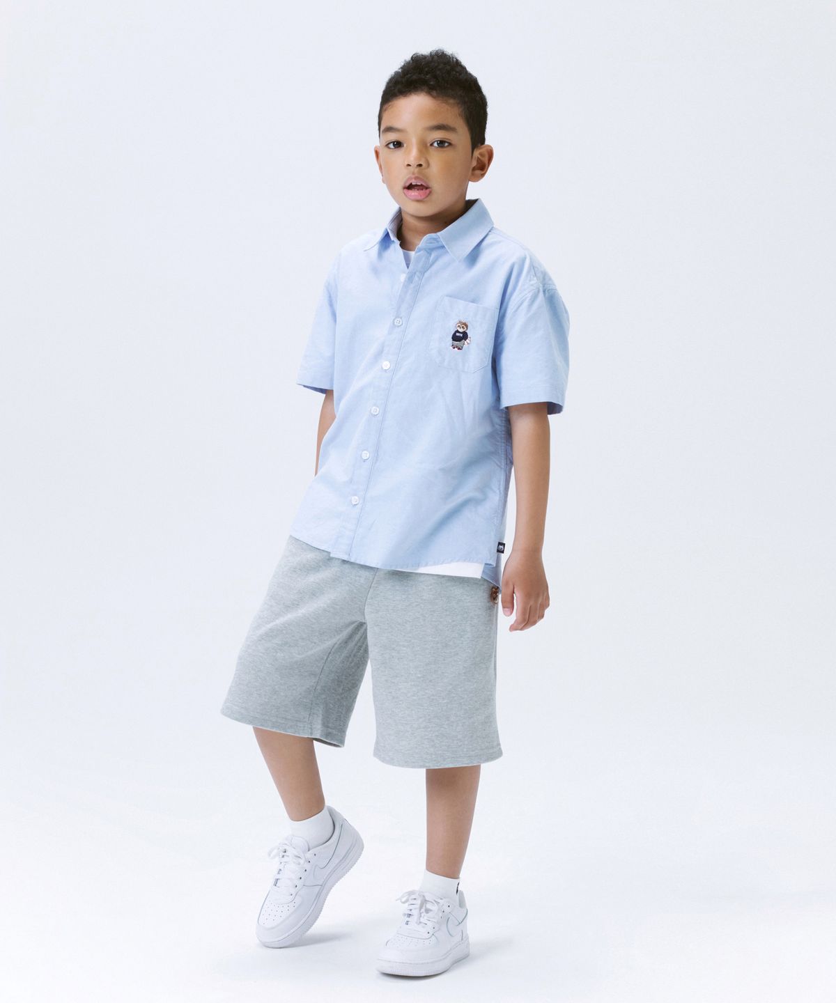 테이크이지 키즈(TAKEASY KIDS) 라쿠 옥스포드 솔리드 반팔셔츠(스카이블루)