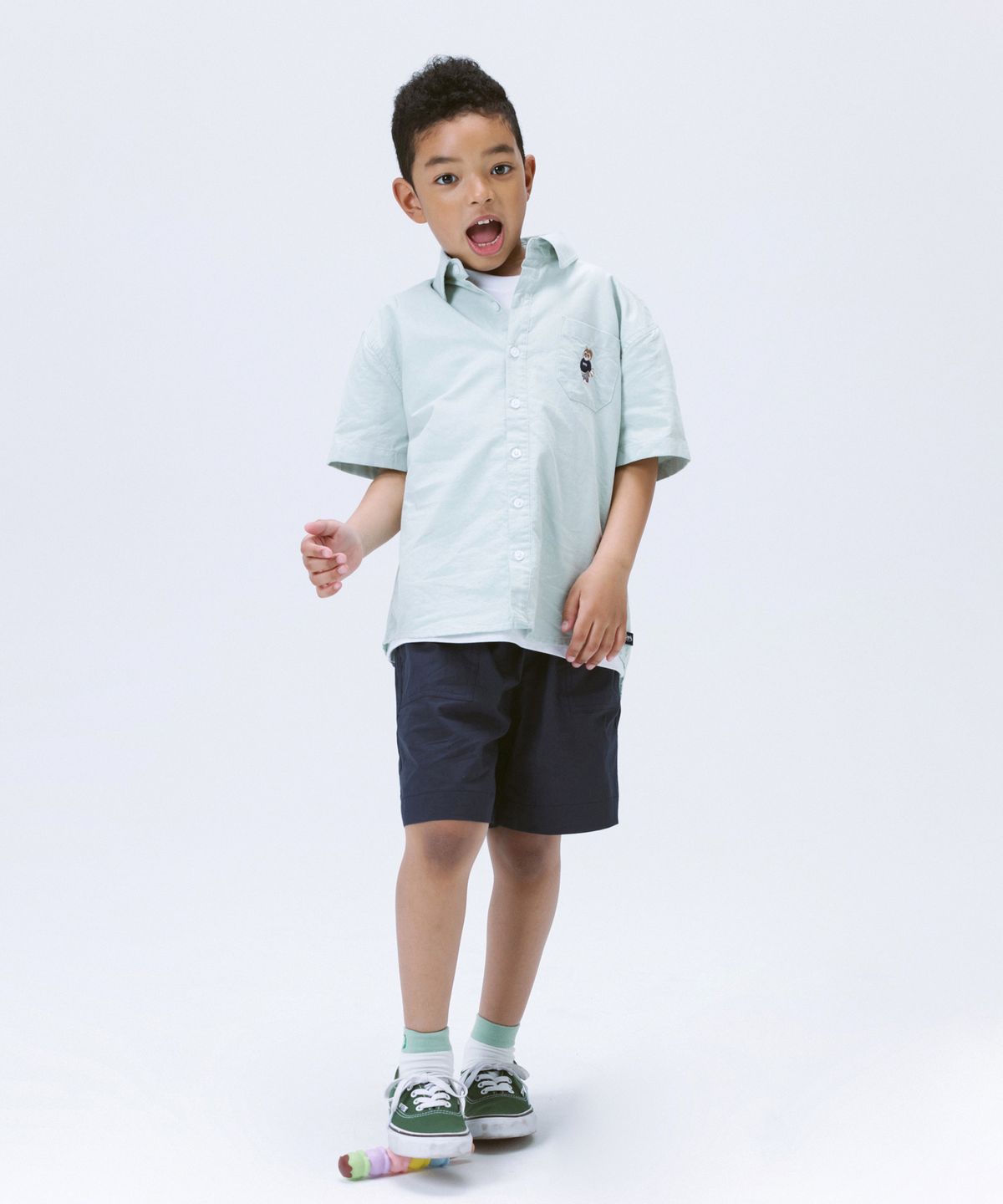 테이크이지 키즈(TAKEASY KIDS) 라쿠 옥스포드 솔리드 반팔셔츠(민트)