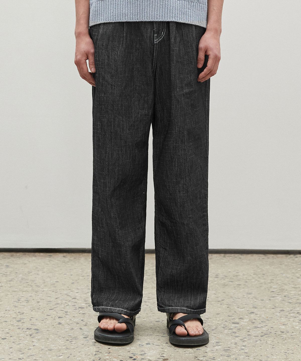 데케트(DECET) [여름원단]2Pleats Wide Jeans DCPT005RawBlack