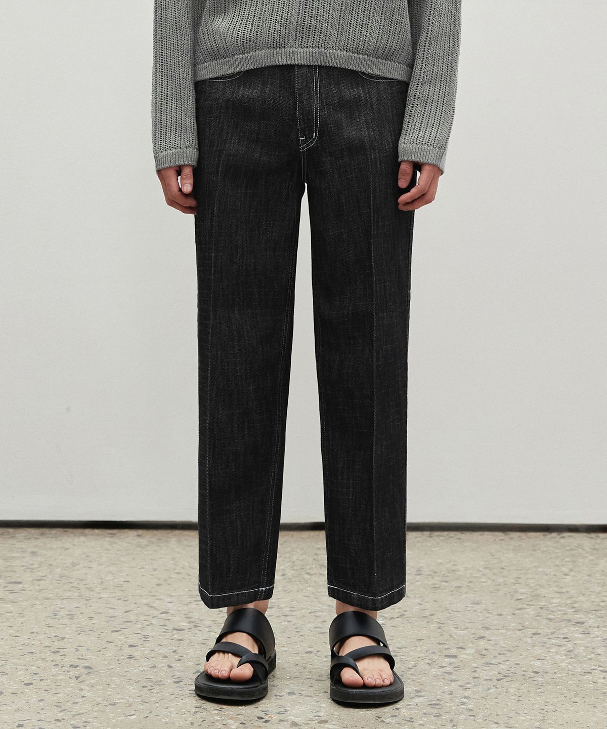 데케트(DECET) [여름원단]Cropped Tapered Jeans DCPT004RawBlack