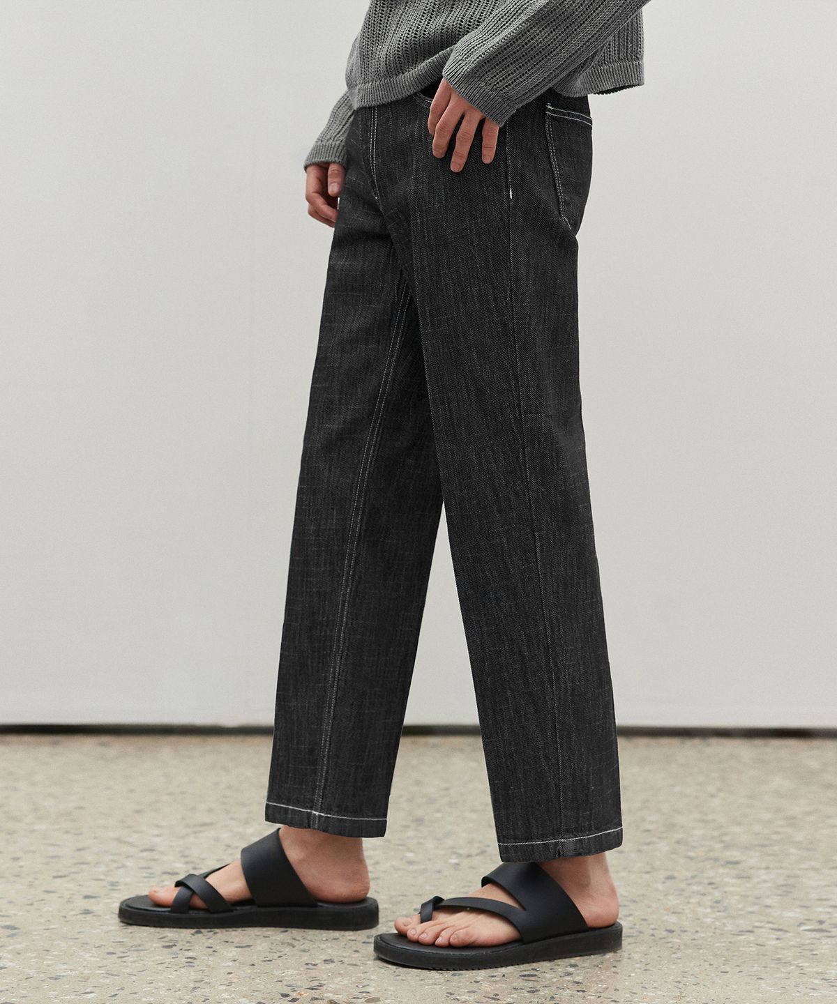 데케트(DECET) [여름원단]Cropped Tapered Jeans DCPT004RawBlack