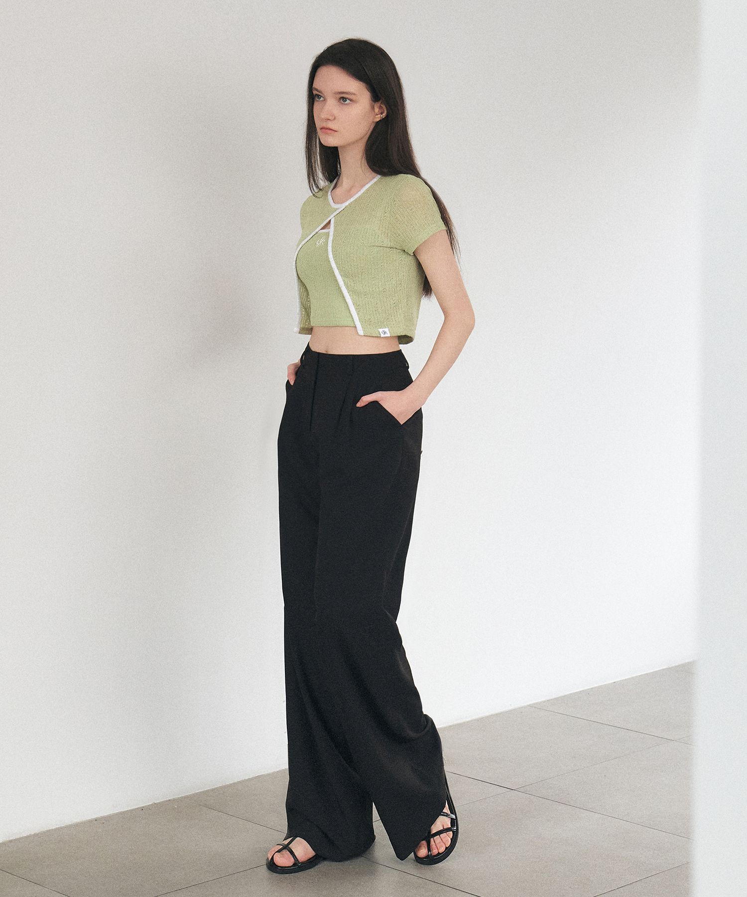 ★citybreeze★ CUTOUT LINEN LAYERED T-SHIRT_LIGHT GREEN MUSINSA | CITYBREEZE WOMAN Cut-out linen layered t