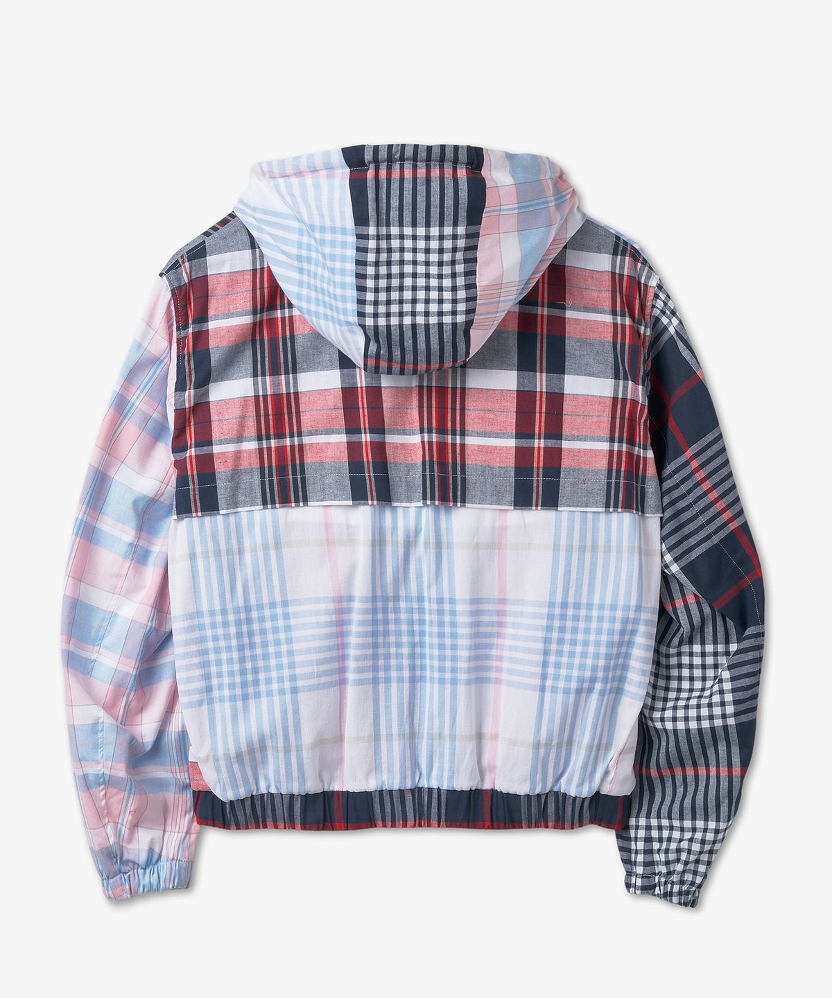 톰 브라운(THOM BROWNE) 펀믹스 마드라스 코튼 릴랙스드 지퍼 프론트 후드 재킷 - 멀티컬러 / MJO188FF0171960