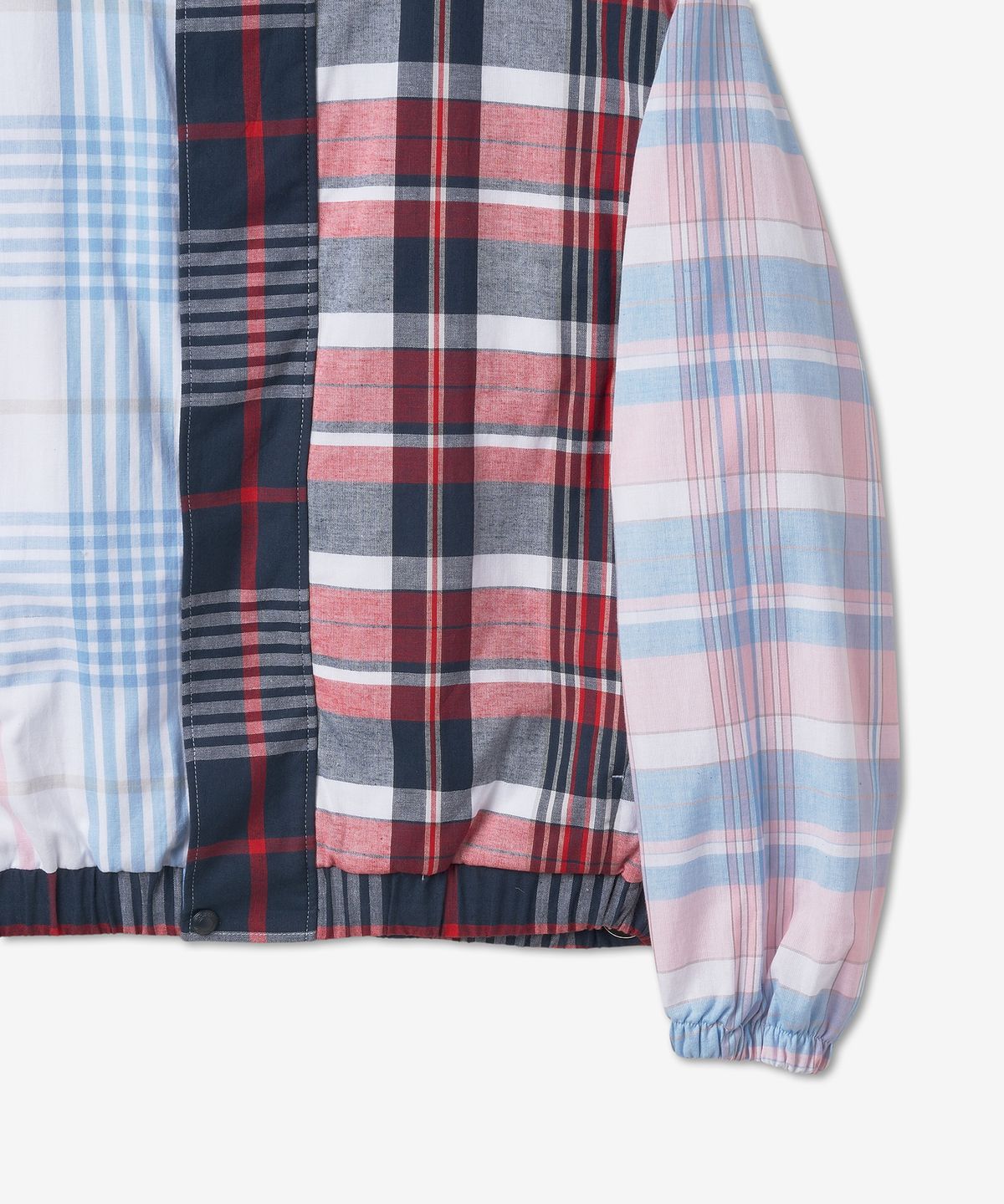 톰 브라운(THOM BROWNE) 펀믹스 마드라스 코튼 릴랙스드 지퍼 프론트 후드 재킷 - 멀티컬러 / MJO188FF0171960