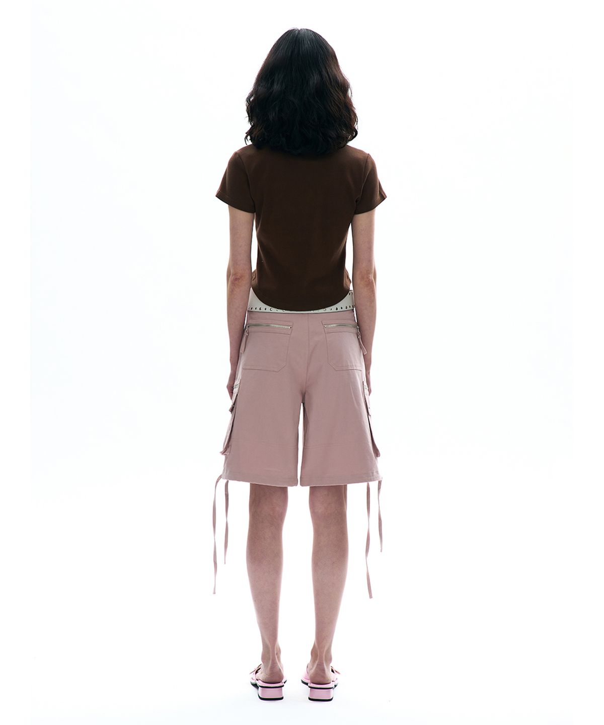 파르티멘토 우먼(PARTIMENTO WOMEN) 지퍼 포켓 카고 쇼츠_핑크