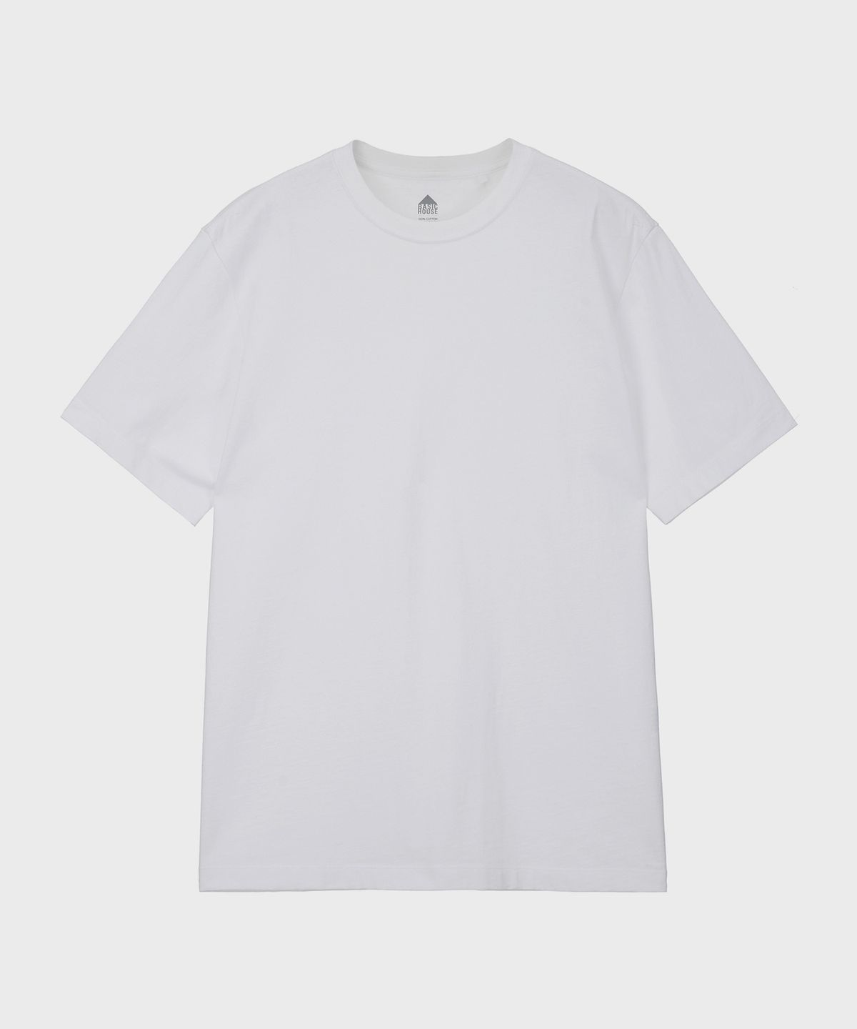 베이직하우스(BASIC HOUSE) UNI 레이어드 라운드 반팔티셔츠 일반기장 화이트(+4cm) LATS0114
