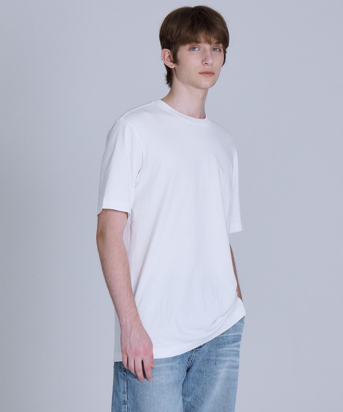 베이직하우스(BASIC HOUSE) [2PACK] 레이어드 오버핏 반팔티셔츠 일반기장(+4cm) 2팩 LATS0114