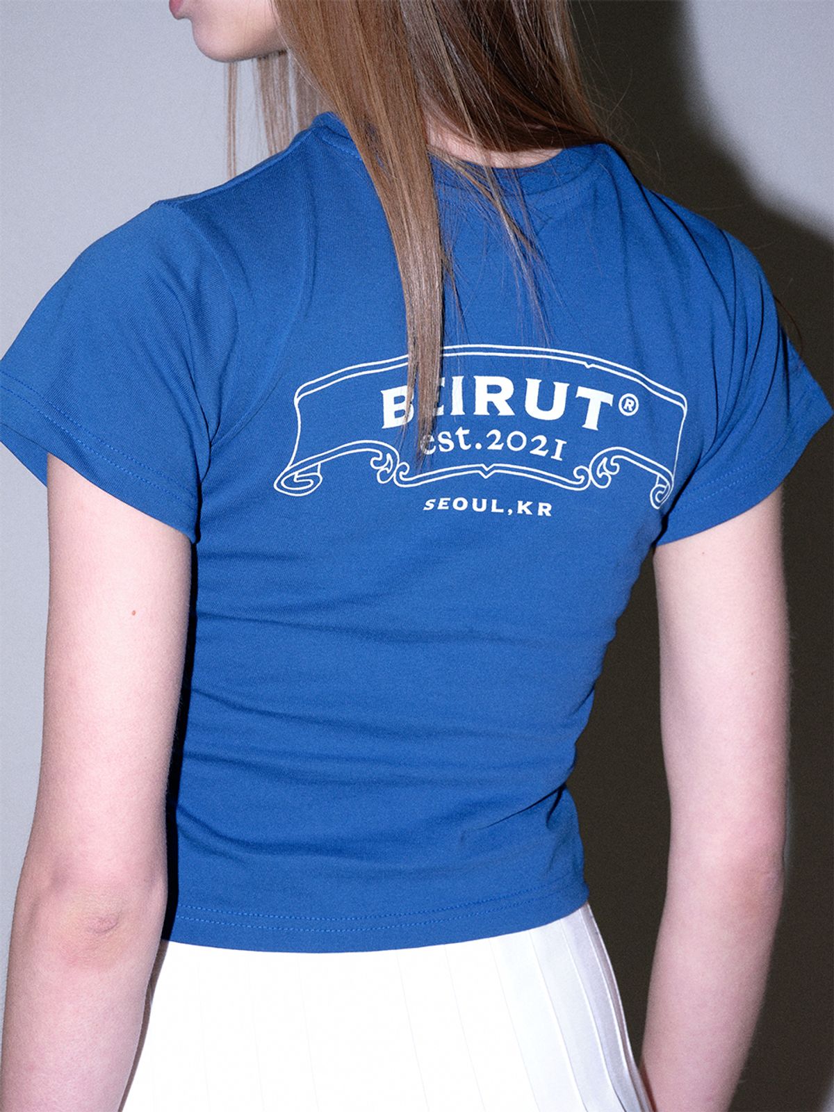 베이루트(BEIRUT) 클래식 로고 피티드 티셔츠(블루)