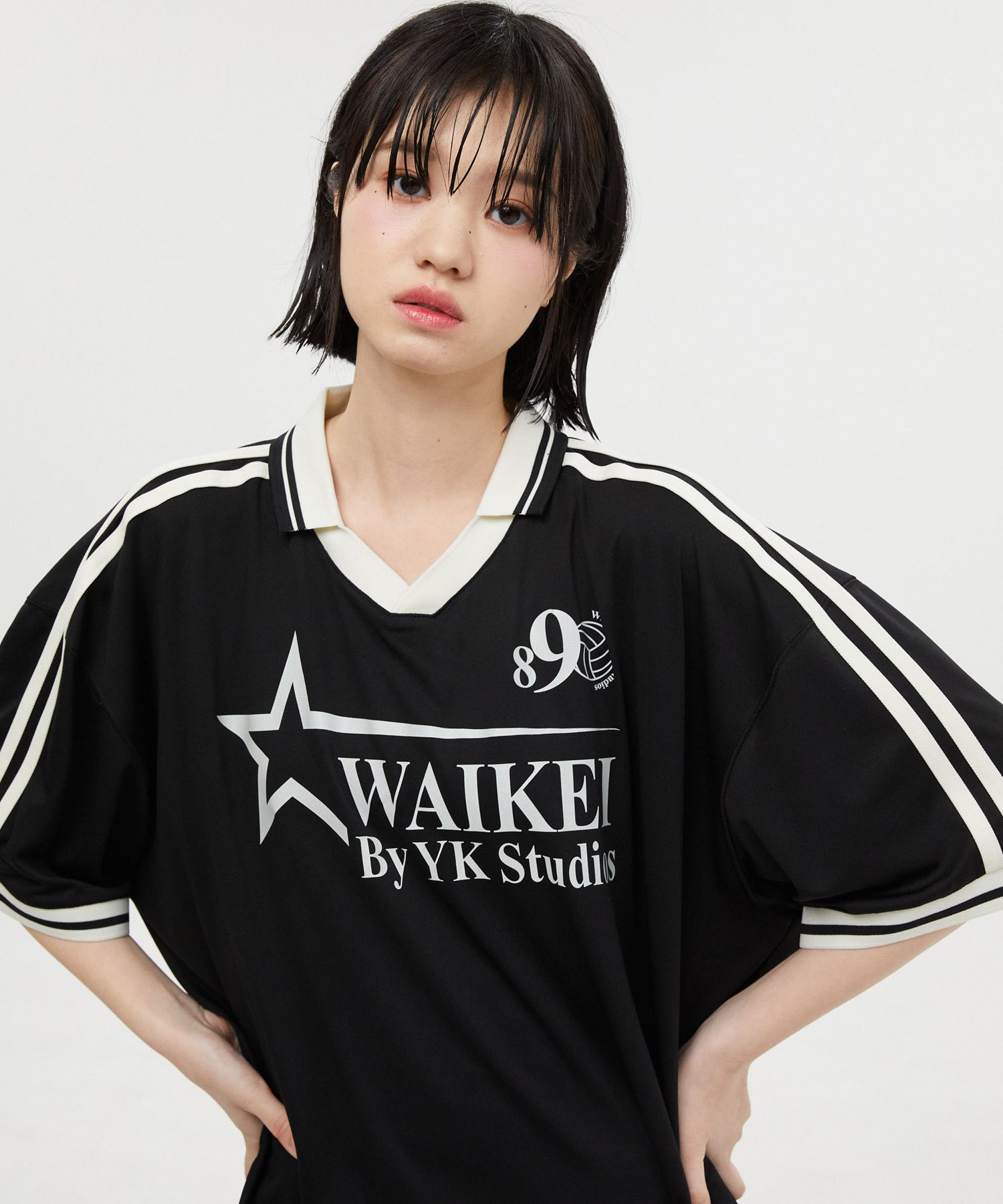 MUSINSA | WAI KEI Star Logo Collar Jersey Short Sleeve T