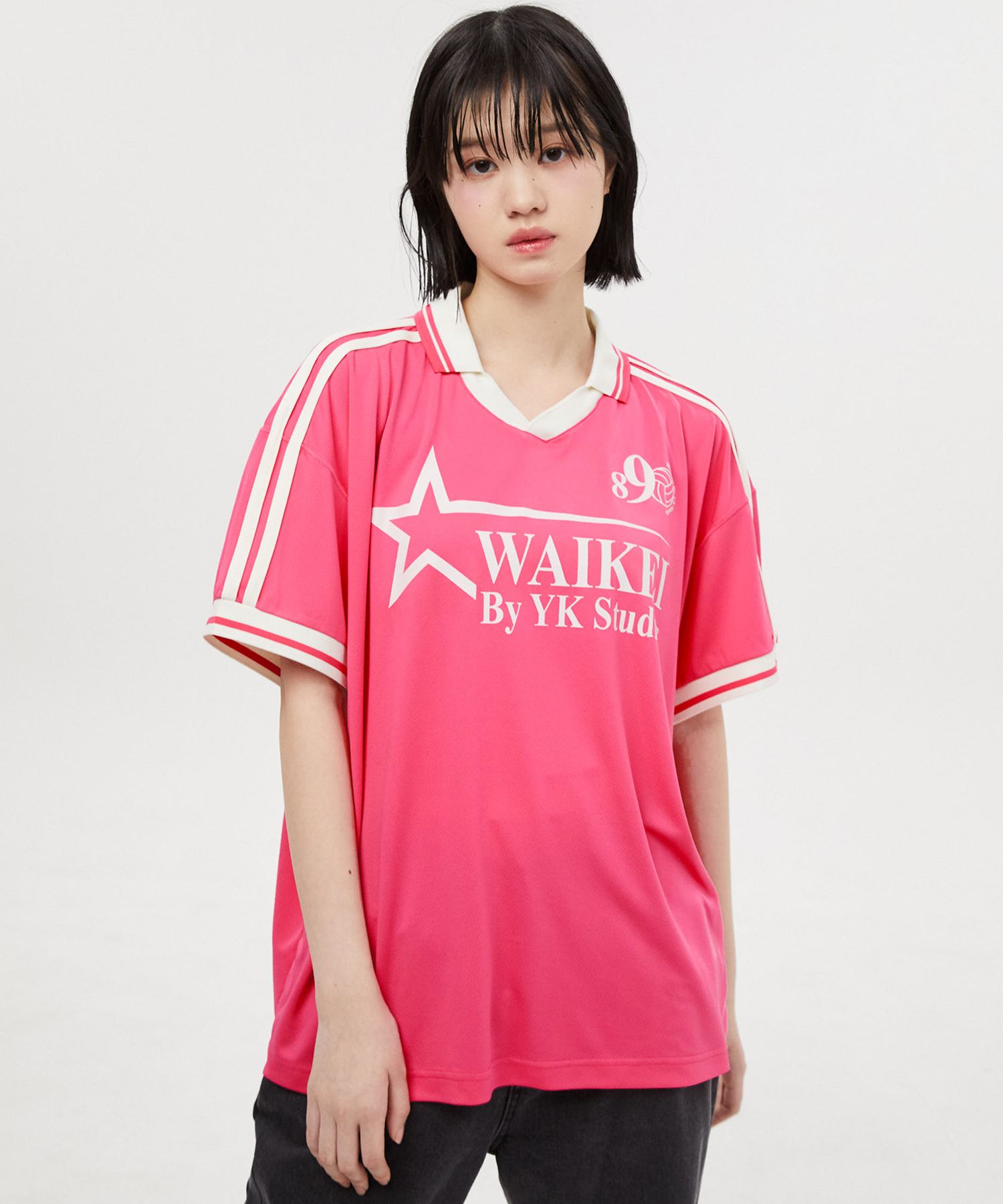 ★WAIKEI★ Logo Rugby Collar Short Sleeve T-Shirt Pink YK23H MUSINSA | WAI KEI Logo Rugby Collar Short Sleeve T-shirt Pink