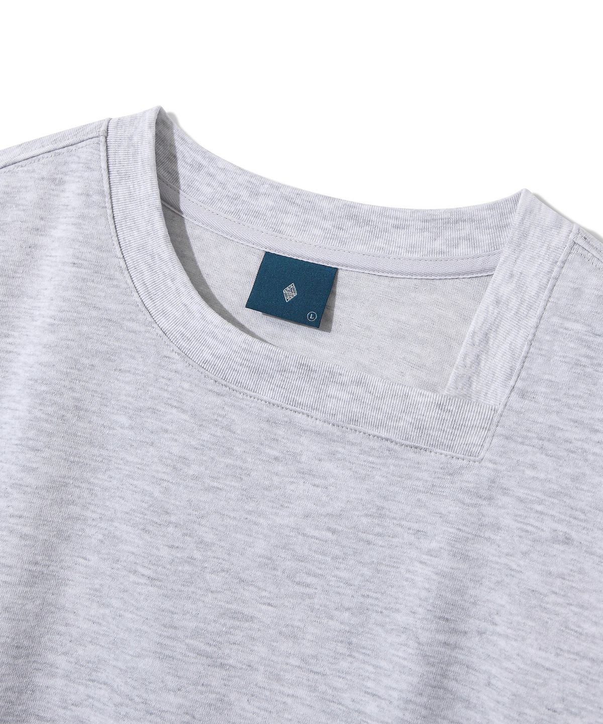 다이아몬드 레이라(DIAMOND LAYLA) Curved Neck Logo Short Sleeve T-shirt T75 Melange Gray