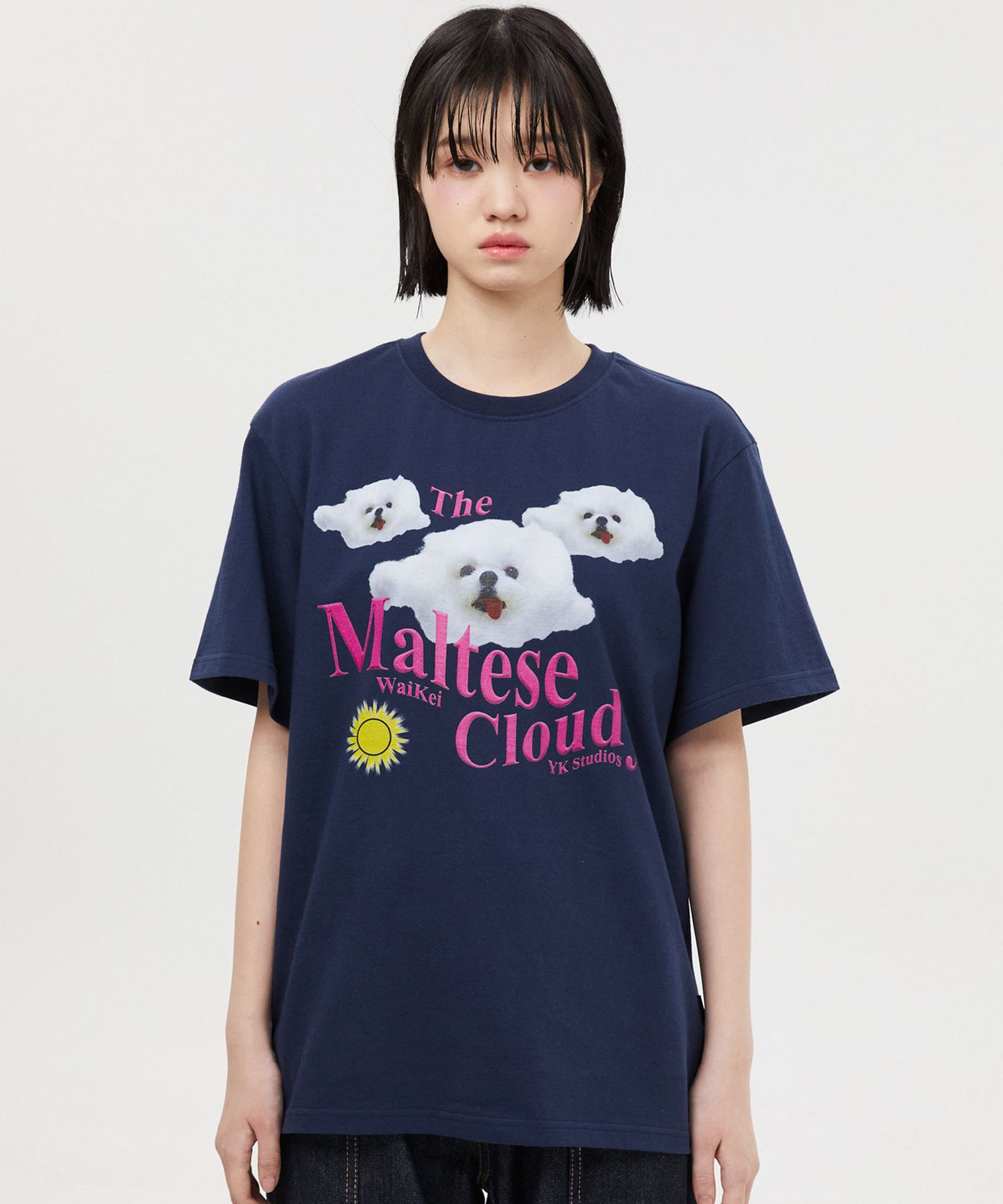 ★WAIKEI★ Maltese Cloudy Short Sleeve T-Shirt Red YK23HSTS0 MUSINSA | WAI KEI Maltese Cloudy Short Sleeve T-shirt Navy