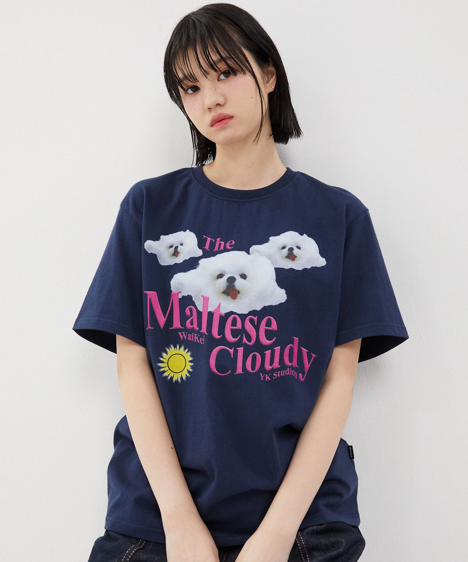 ★WAIKEI★ Maltese Cloudy Short Sleeve T-Shirt Red YK23HSTS0 MUSINSA | WAI KEI Maltese Cloudy Short Sleeve T-shirt Navy