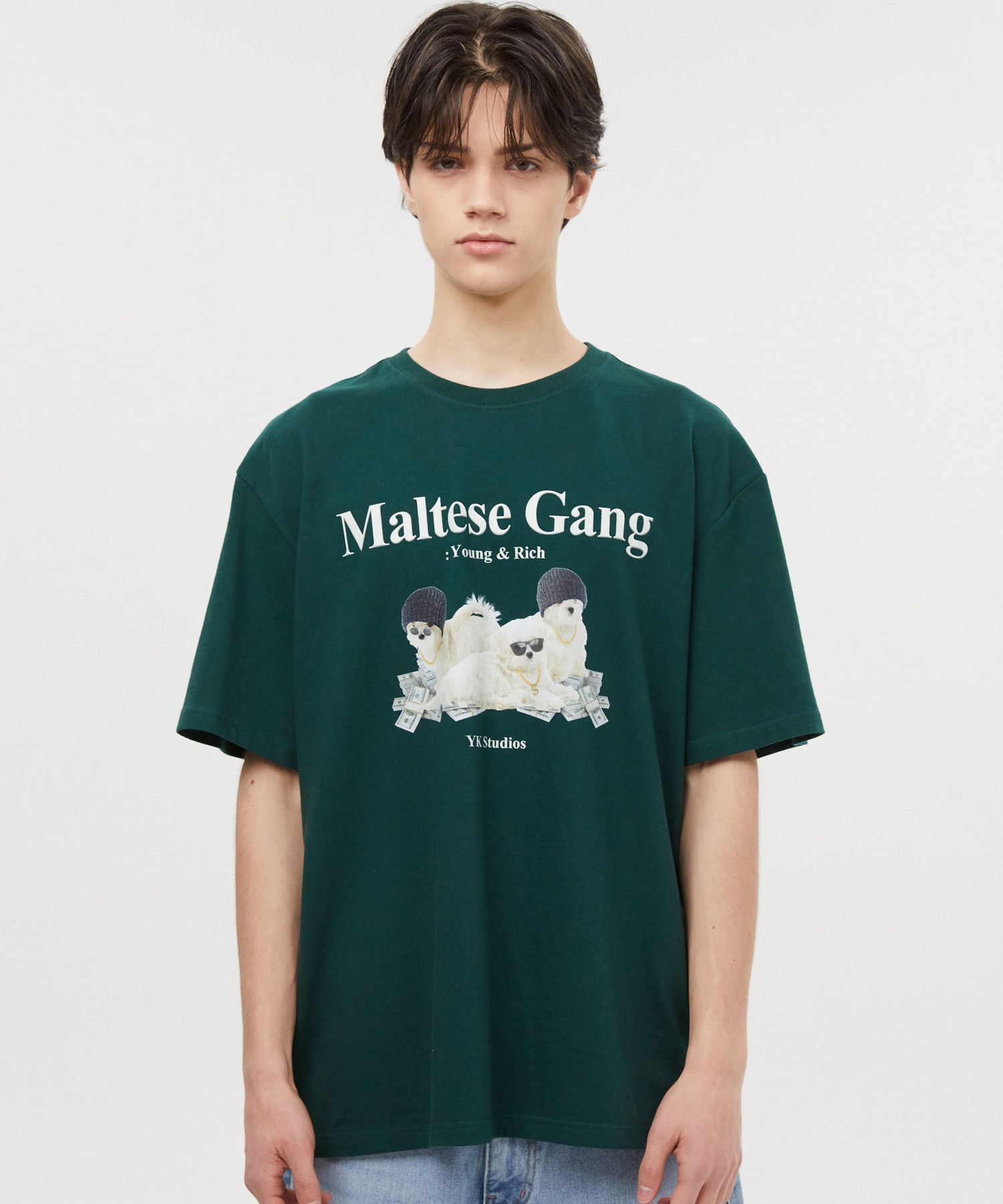◆Wai Kei◆ Maltese illustration short sleeve t-shirt melang MUSINSA | WAI KEI Maltese Illustration Short-sleeved T-shirt