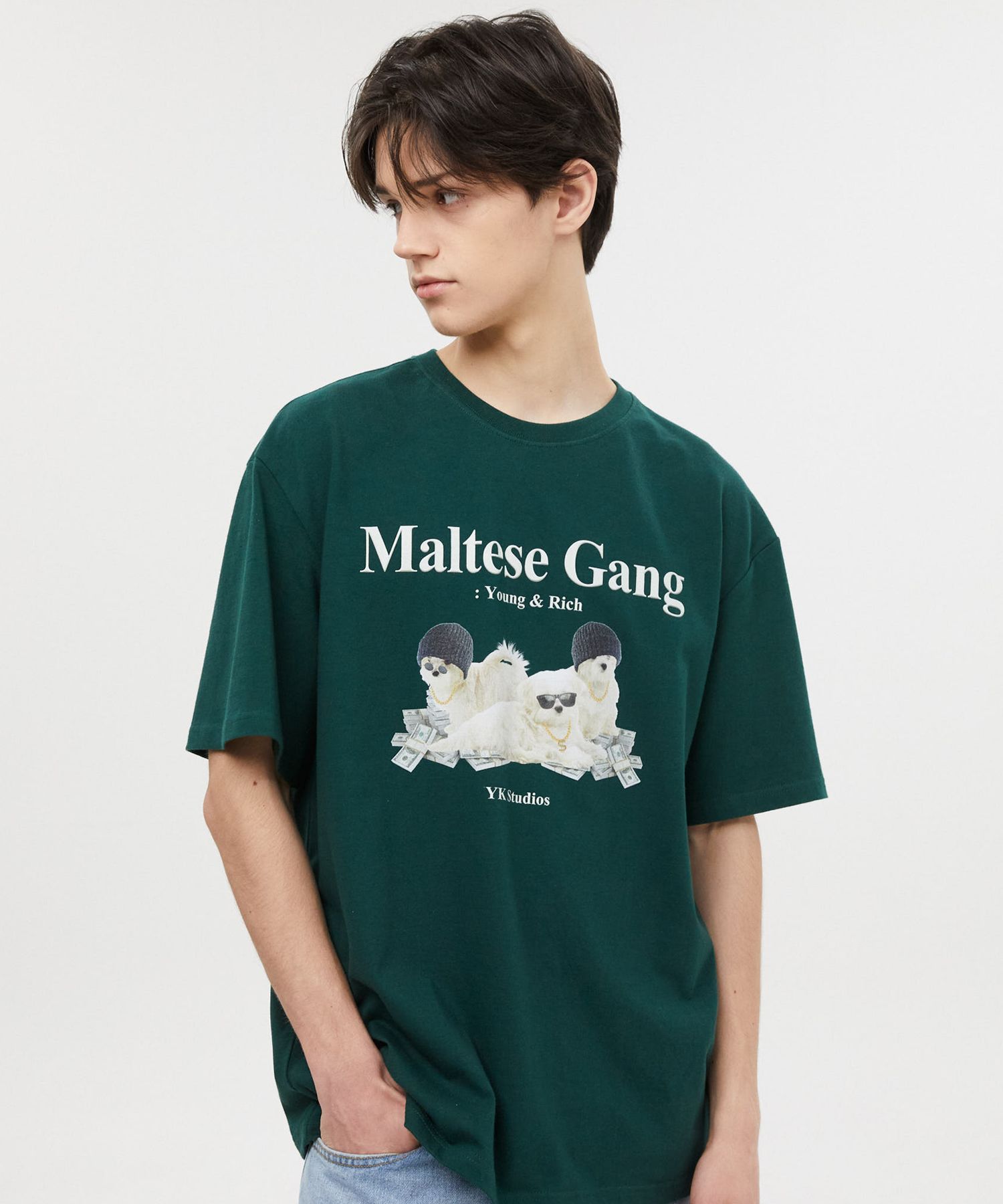MUSINSA | WAI KEI Maltese Gang Short Sleeve T-shirt Green