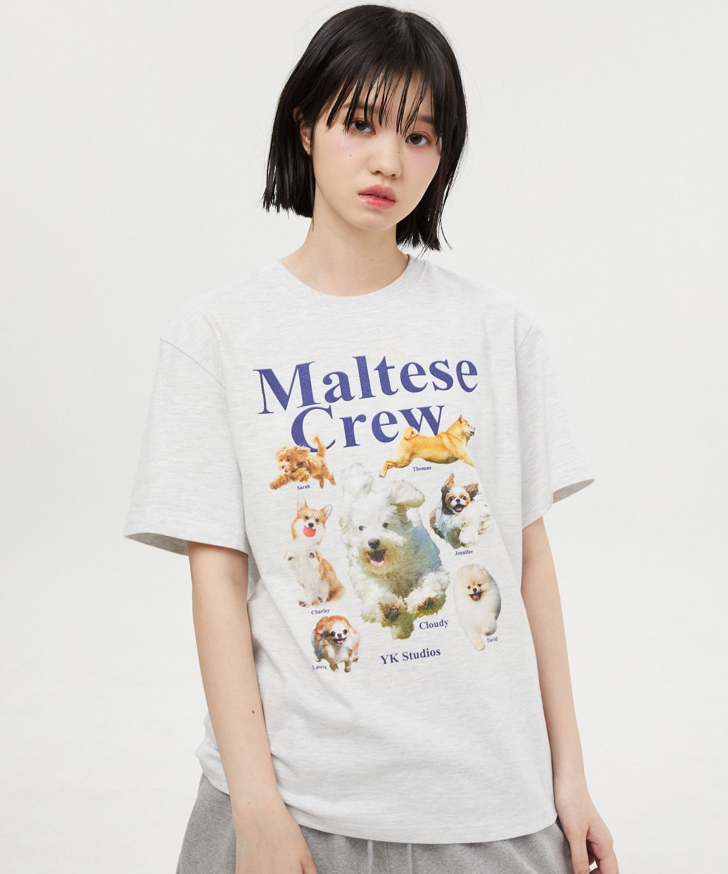 ★WAIKEI★ Maltese Racer Short Sleeve T-Shirt White YK23HSTS Maltese illustration half Sleeve T-shirt - WaiKei | 60