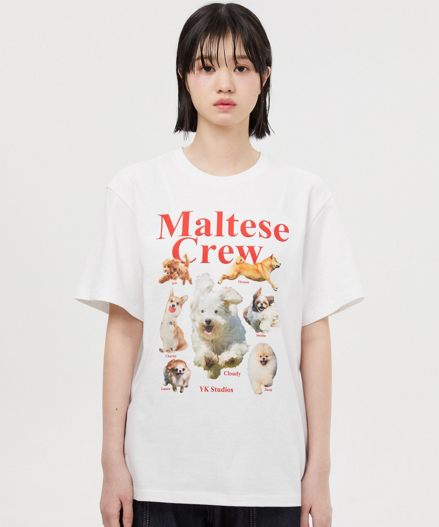 ◆Wai Kei◆ Maltese illustration short sleeve t-shirt melang MUSINSA | WAI KEI Maltese Crew Short Sleeve T-shirt White