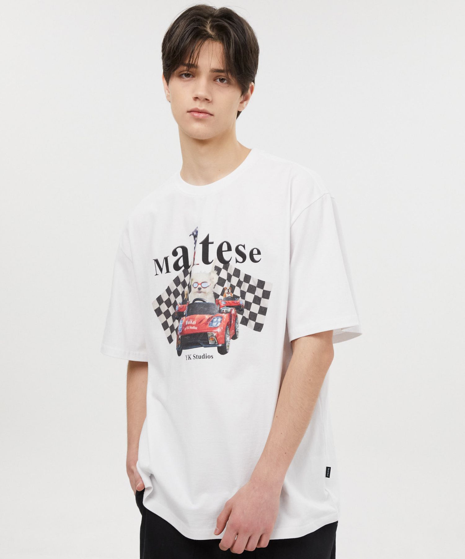 ◆Wai Kei◆ Maltese Racer Short Sleeve T-Shirt White MUSINSA | WAI KEI Maltese Racer Short Sleeve T-shirt White