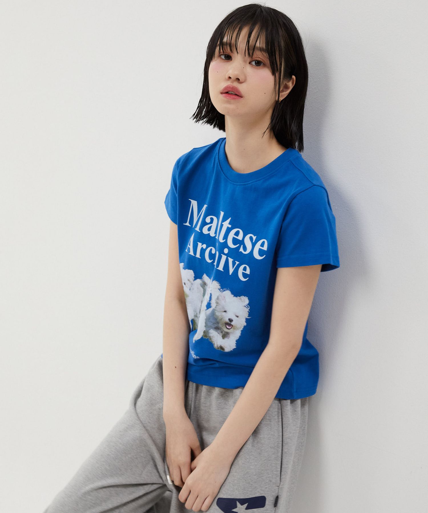 ◆Wai Kei◆ Maltese Archive Short Sleeve T-Shirt Blue MUSINSA | WAI KEI Maltese Archive Line Graphic Short Sleeve