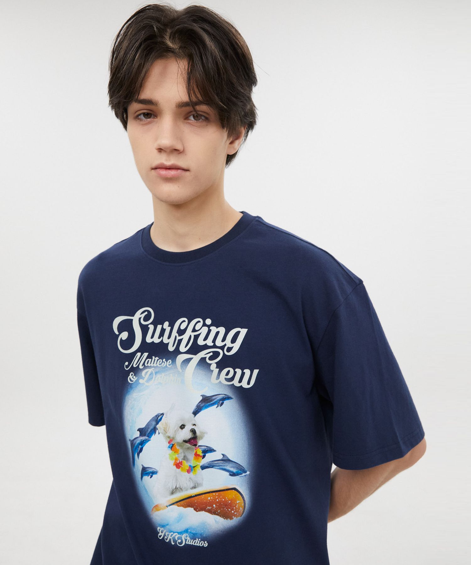 ◆Wai Kei◆ Puppy Dolphin Surfing Crew Short Sleeve T-Shirt MUSINSA | WAI KEI Puppy Dolphin Surfing Crew Short Sleeve T