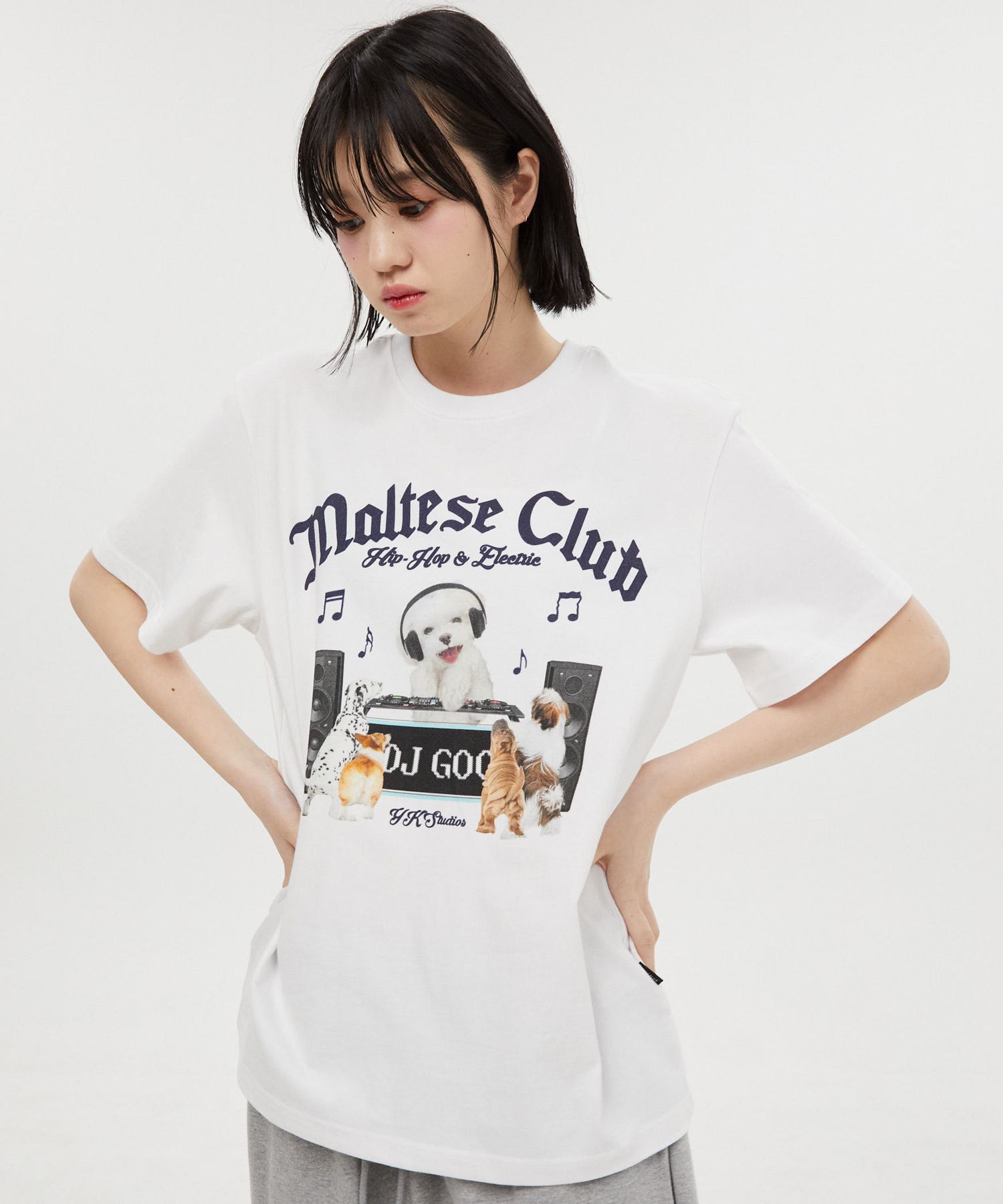 ◆Wai Kei◆ Maltese Family Short Sleeve T-shirt Melange Whit MUSINSA | WAI KEI Maltese DJ Club Short Sleeve T-shirt White