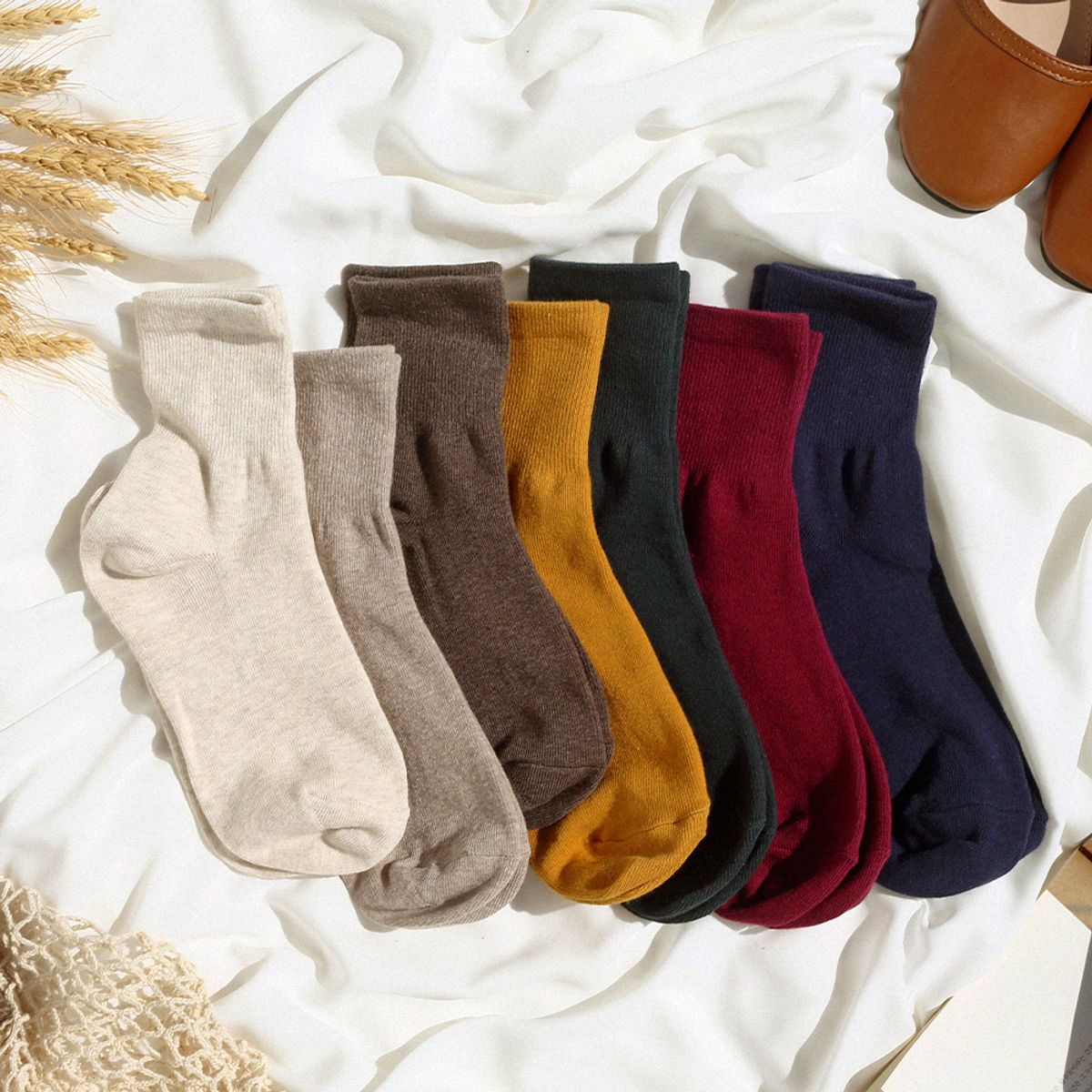 삭스에이(SOCKSA) [7PACK]시그니처168N 더블코튼 무지 밴드 미들 긴양말