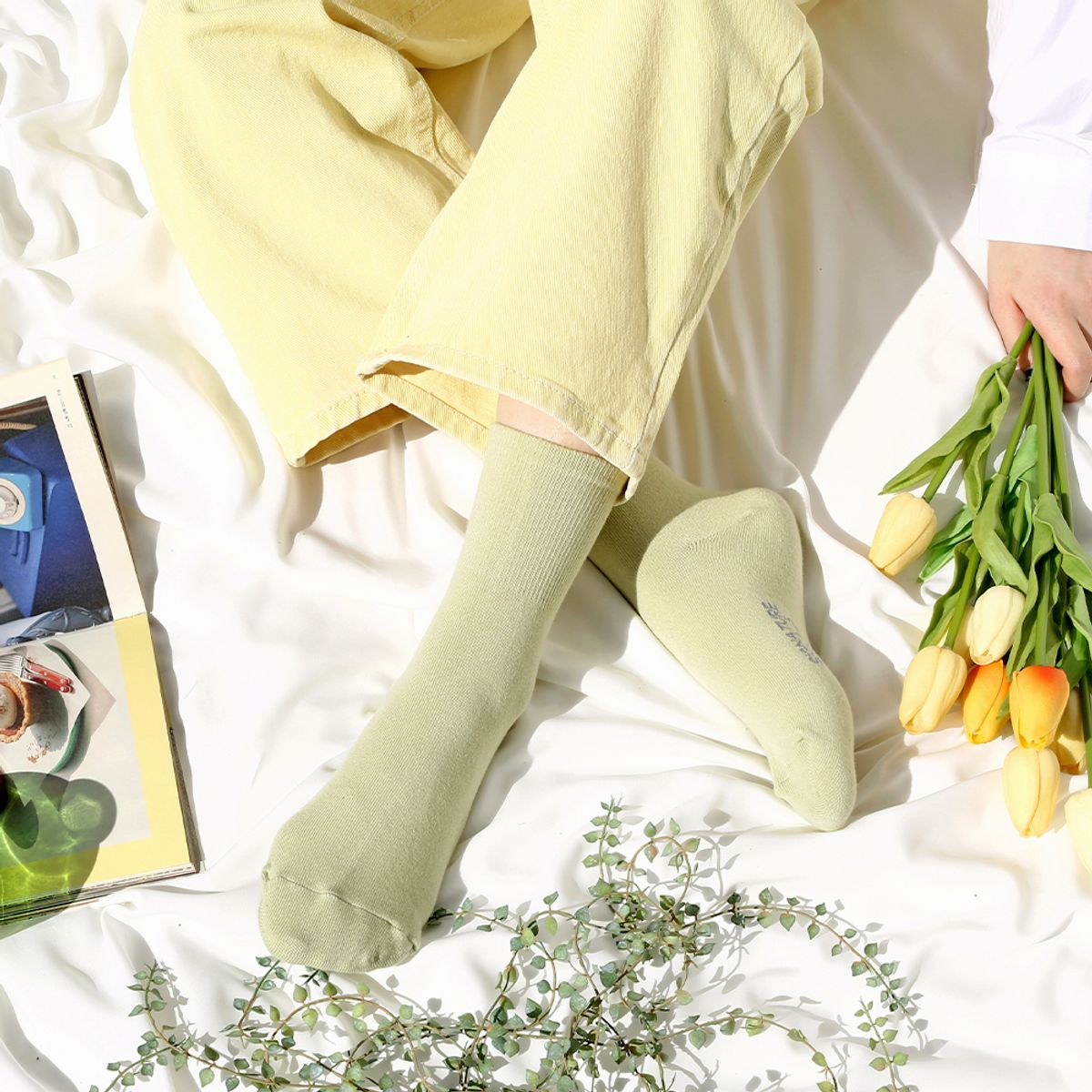 삭스에이(SOCKSA) [7PACK]시그니처168N 더블코튼 무지 밴드 미들 긴양말