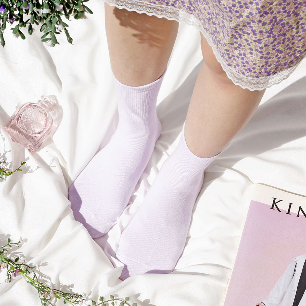 삭스에이(SOCKSA) [7PACK]시그니처168N 더블코튼 무지 밴드 미들 긴양말