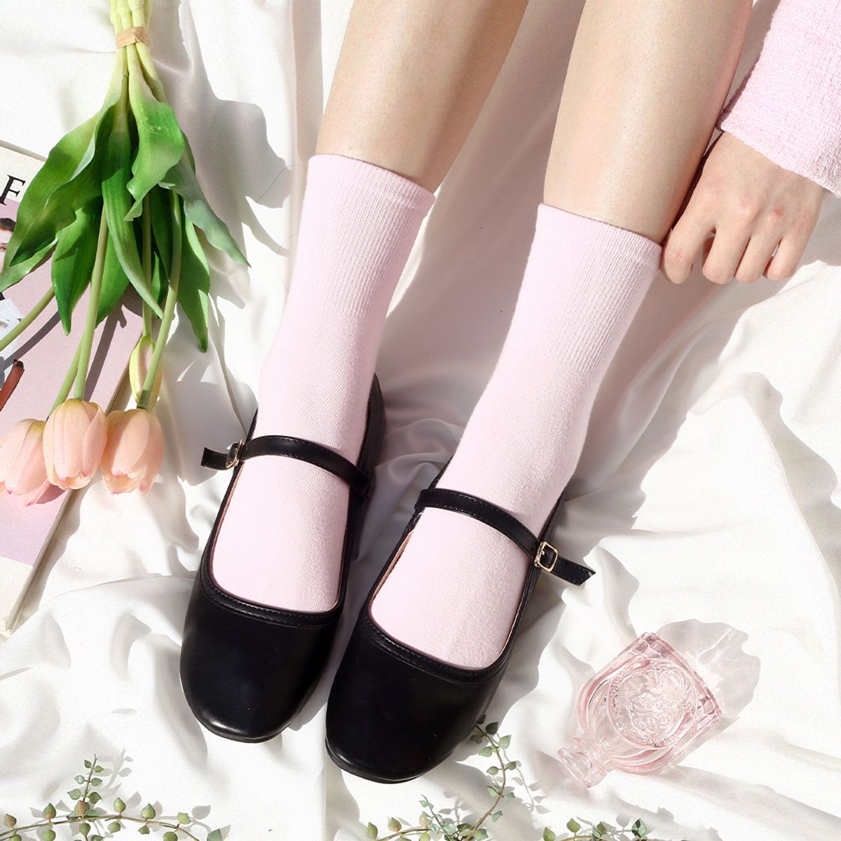 삭스에이(SOCKSA) [7PACK]시그니처168N 더블코튼 무지 밴드 미들 긴양말