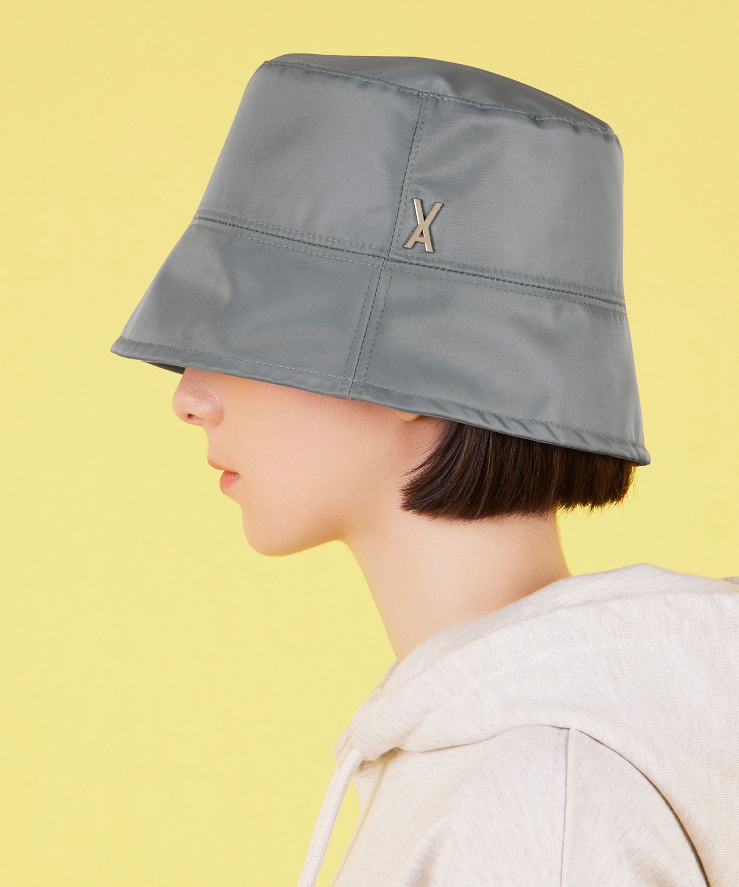 MUSINSA | VARZAR Stud Drop Overfit Poly Bucket Hat Gray