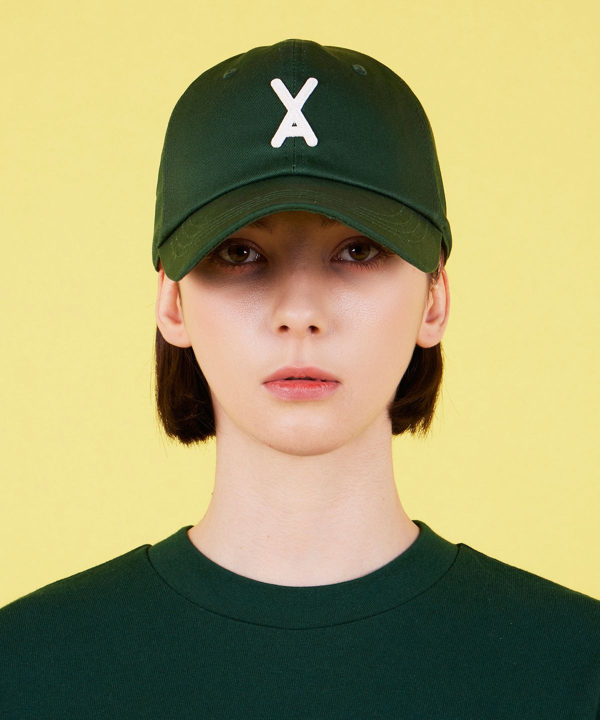 바잘(VARZAR) VA 아플리케 오버핏 볼캡 딥그린