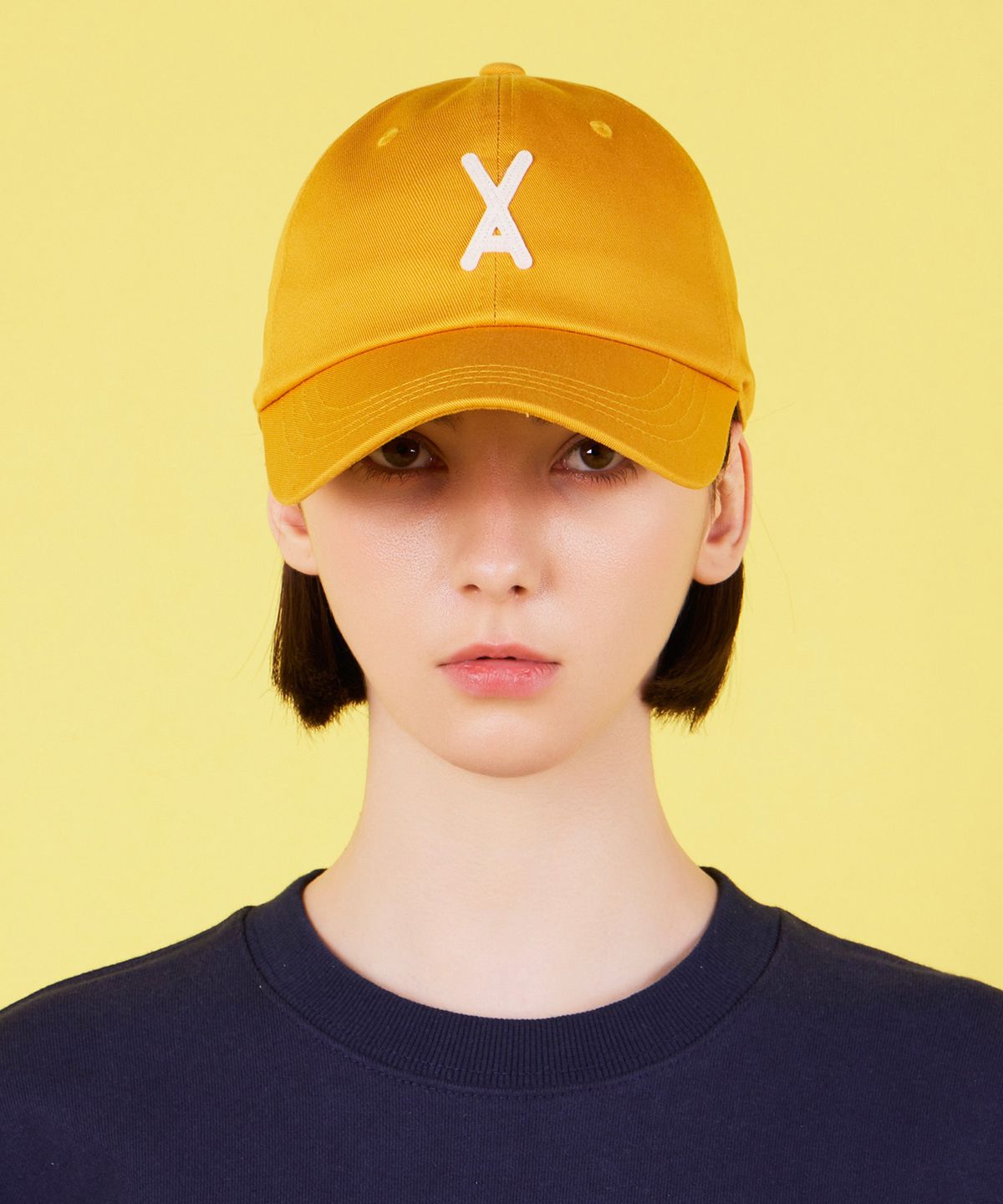 바잘(VARZAR) VA 아플리케 오버핏 볼캡 옐로우