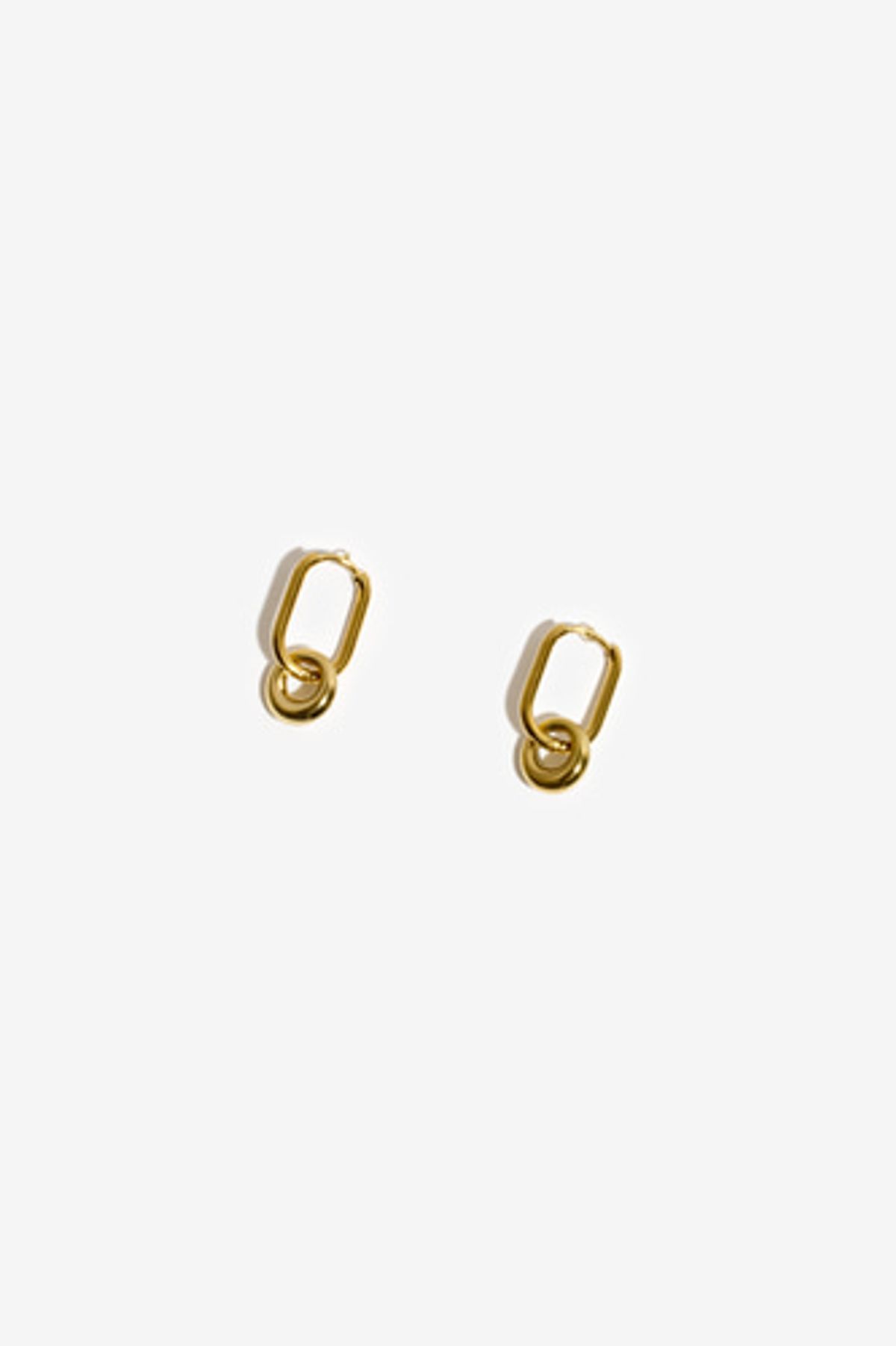모드곤(MODGONE) 골드톤 미니원터치 더블링 귀걸이 Goldtone mini doublering earring