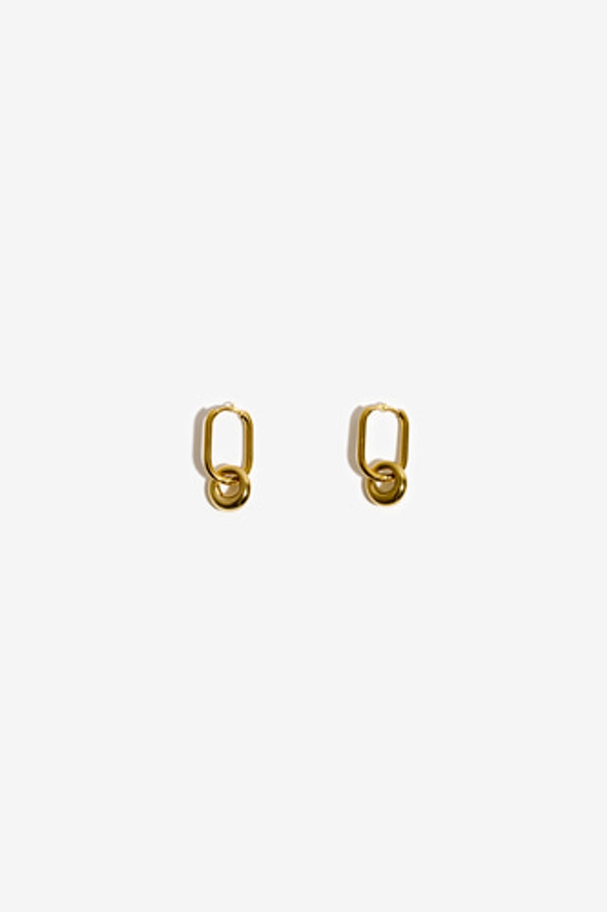 모드곤(MODGONE) 골드톤 미니원터치 더블링 귀걸이 Goldtone mini doublering earring
