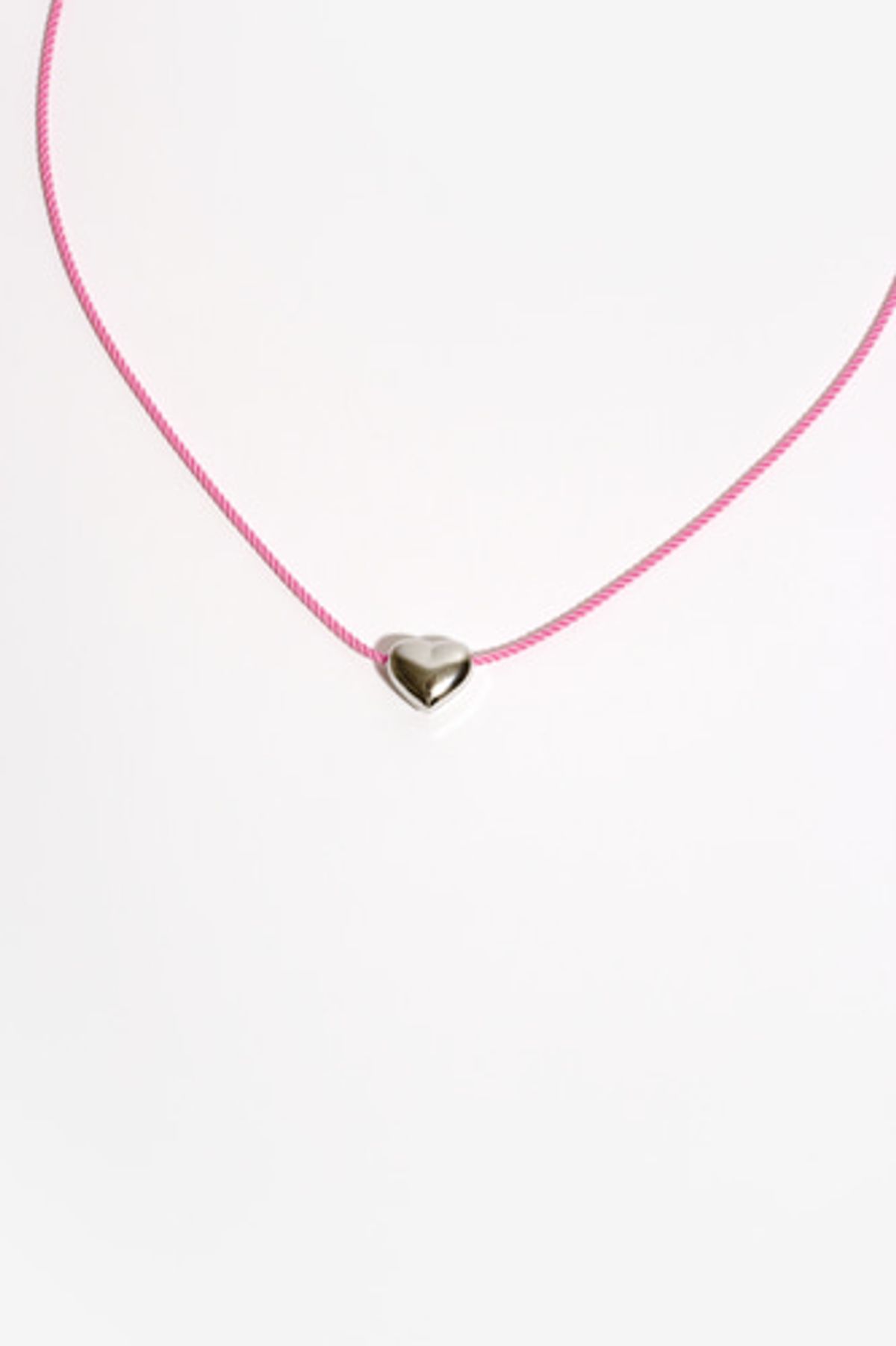 모드곤(MODGONE) 하트 핑크 실크리본 목걸이 Heart Pink SilkenRibbon Necklace