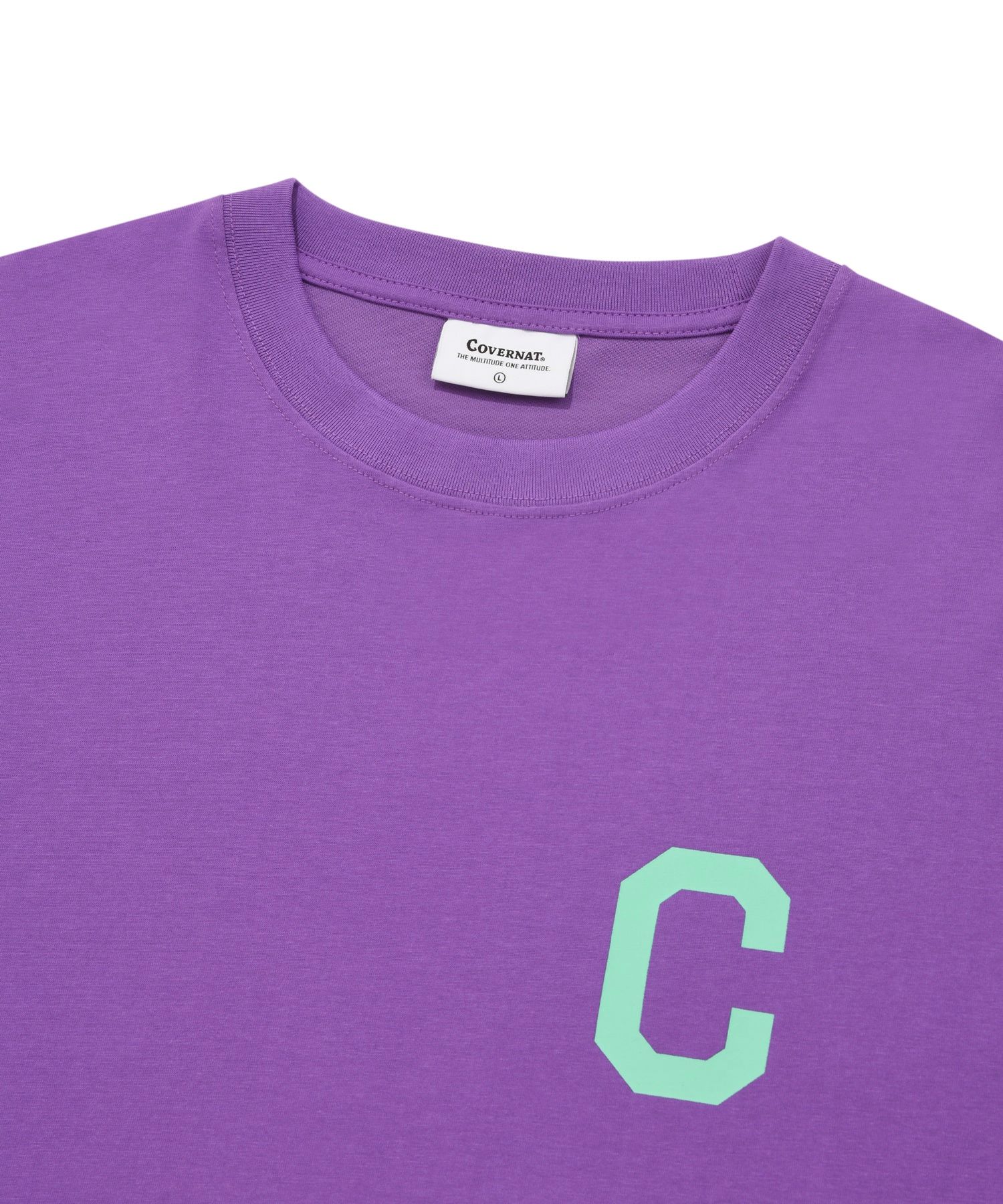 MUSINSA | COVERNAT C logo t-shirt purple