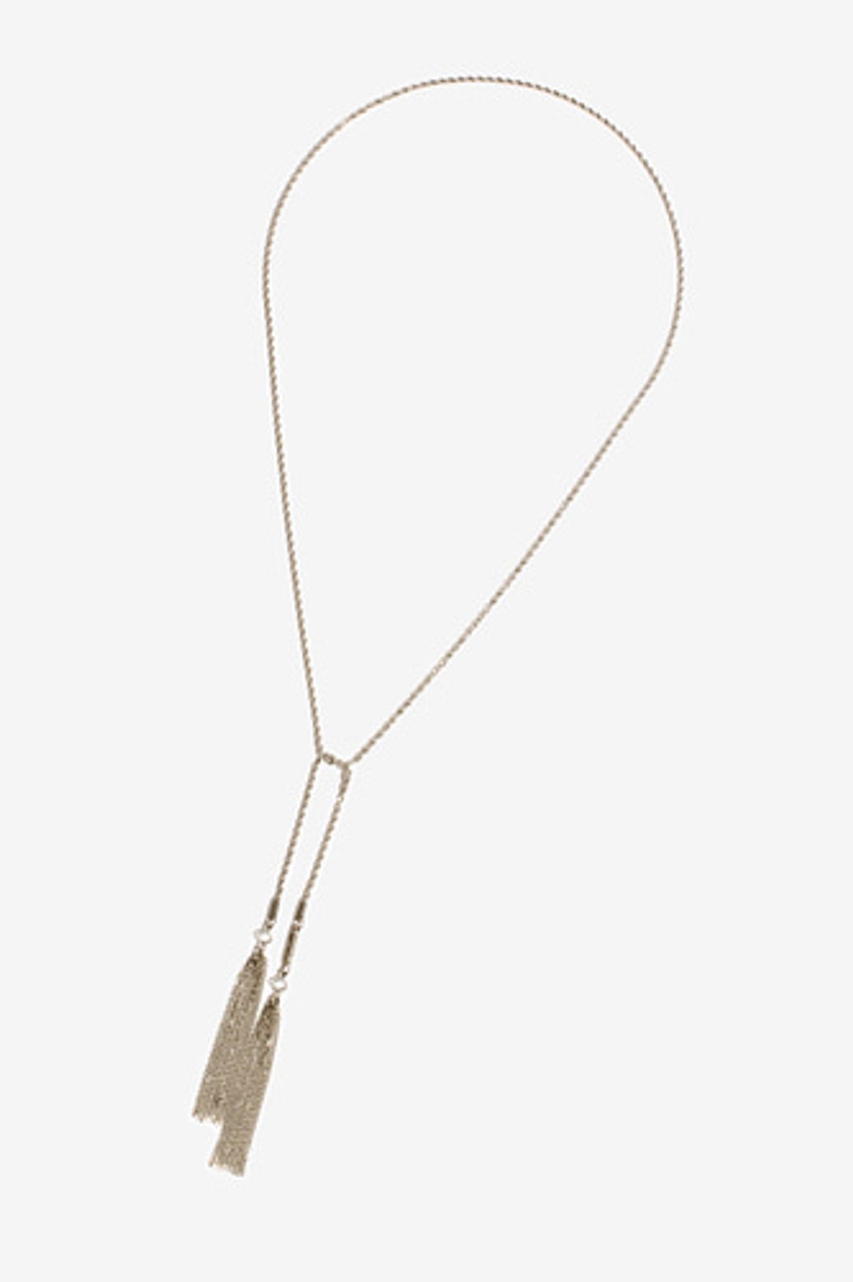 모드곤(MODGONE) 실버톤 타슬 로프 롱 목걸이 Silvertone Tassel Rope LongNecklace