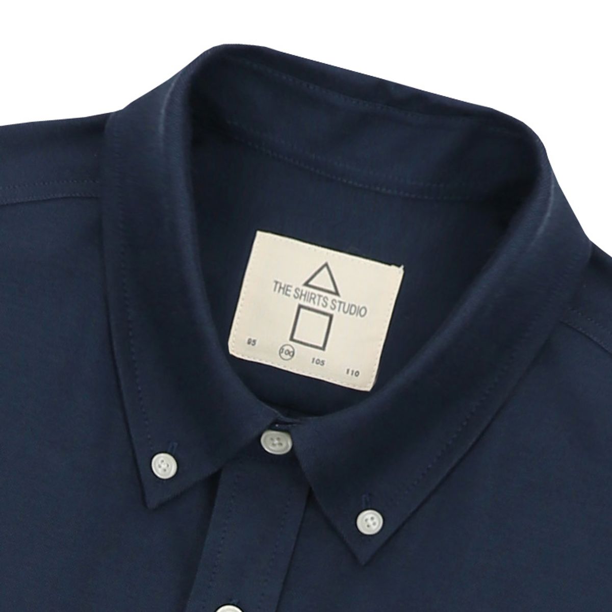 더셔츠스튜디오(THE SHIRTS STUDIO) 네이비 반팔 루즈핏 면혼방 옥스포드 버튼다운 셔츠