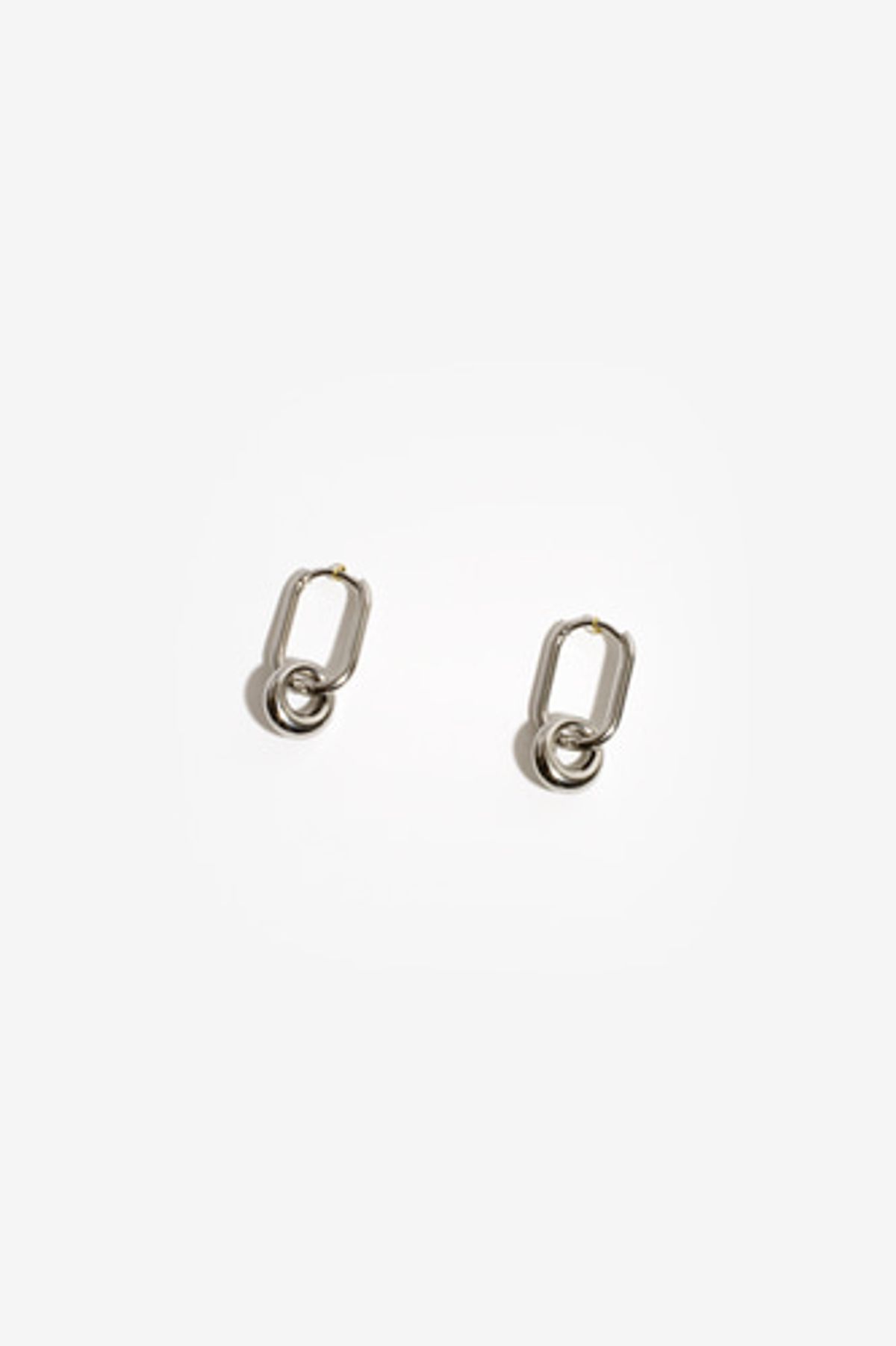 모드곤(MODGONE) 실버 원터치 더블 링귀걸이 Silvertone mini doublering earring