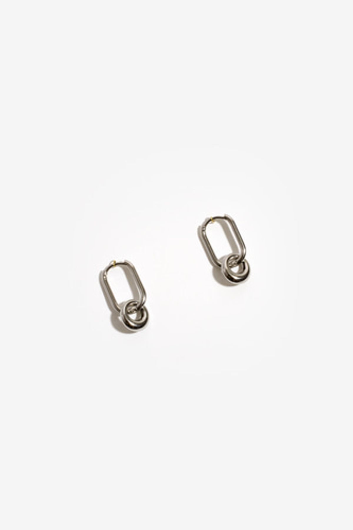 모드곤(MODGONE) 실버 원터치 더블 링귀걸이 Silvertone mini doublering earring