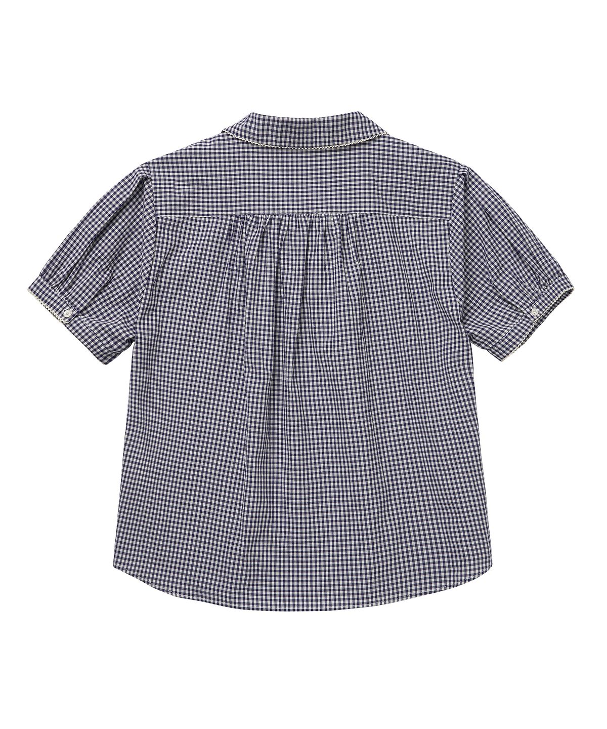 코튼벨(COTTON BELL) 레이스 포인트 체크 셔츠 - Navy Check