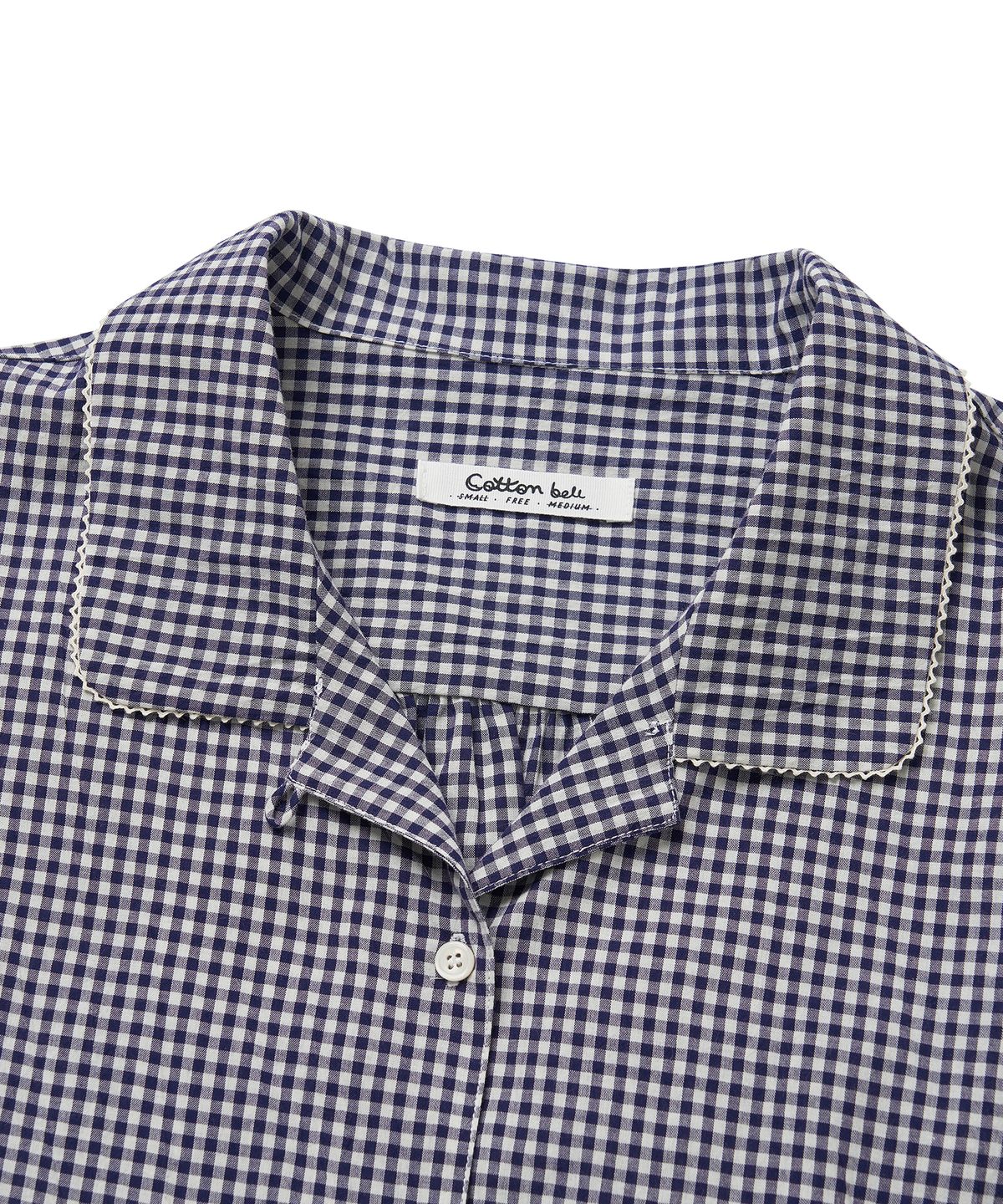 코튼벨(COTTON BELL) 레이스 포인트 체크 셔츠 - Navy Check