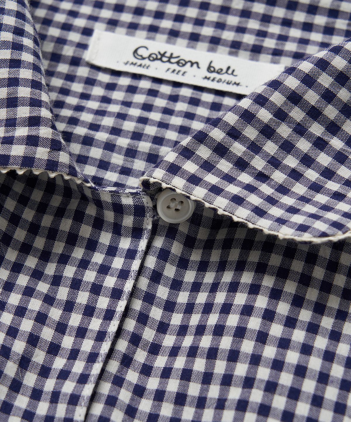 코튼벨(COTTON BELL) 레이스 포인트 체크 셔츠 - Navy Check