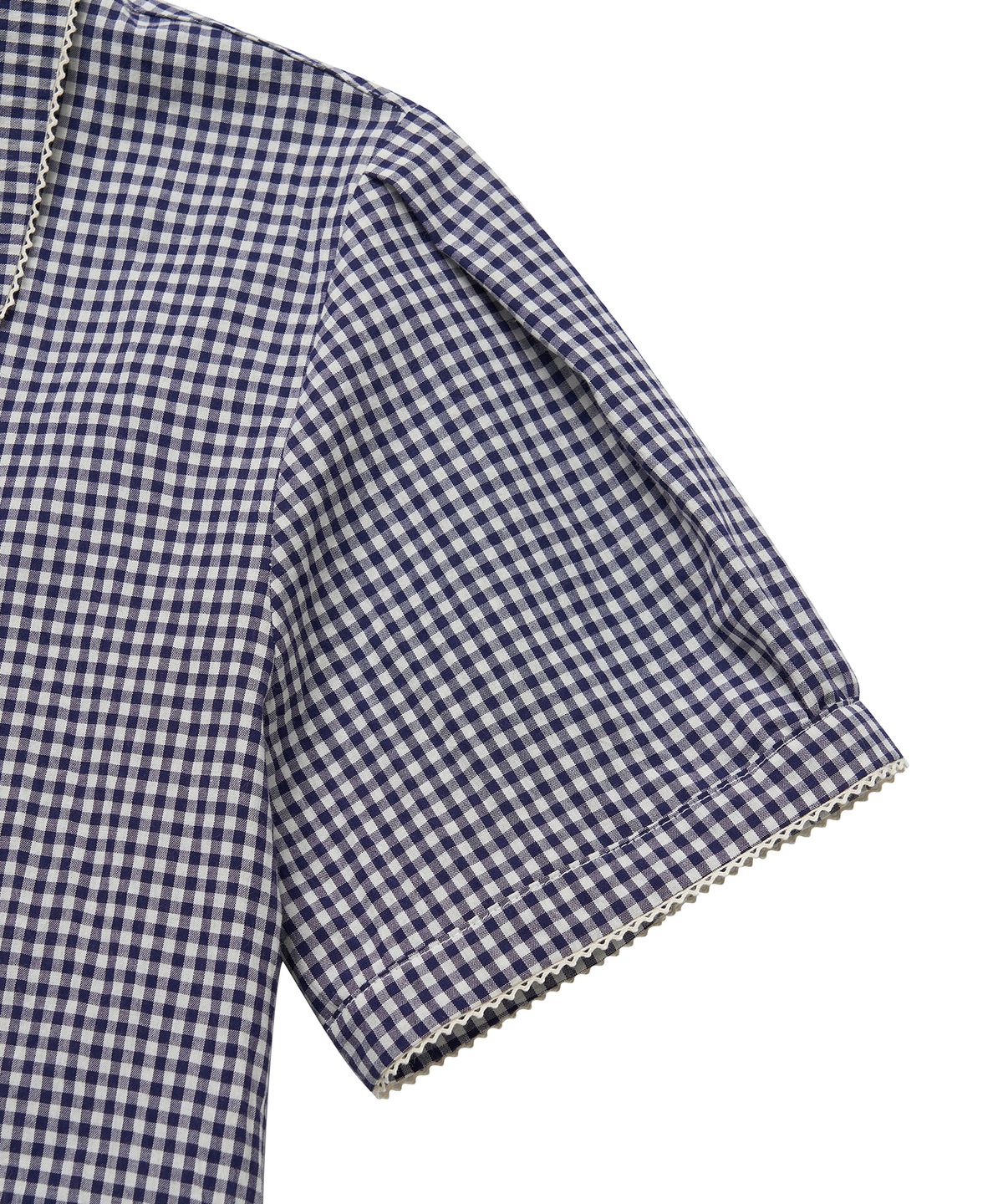 코튼벨(COTTON BELL) 레이스 포인트 체크 셔츠 - Navy Check