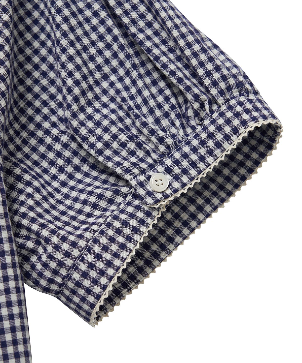 코튼벨(COTTON BELL) 레이스 포인트 체크 셔츠 - Navy Check