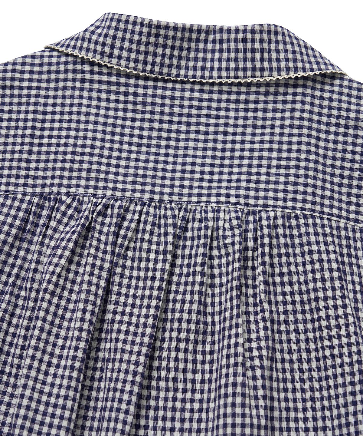 코튼벨(COTTON BELL) 레이스 포인트 체크 셔츠 - Navy Check