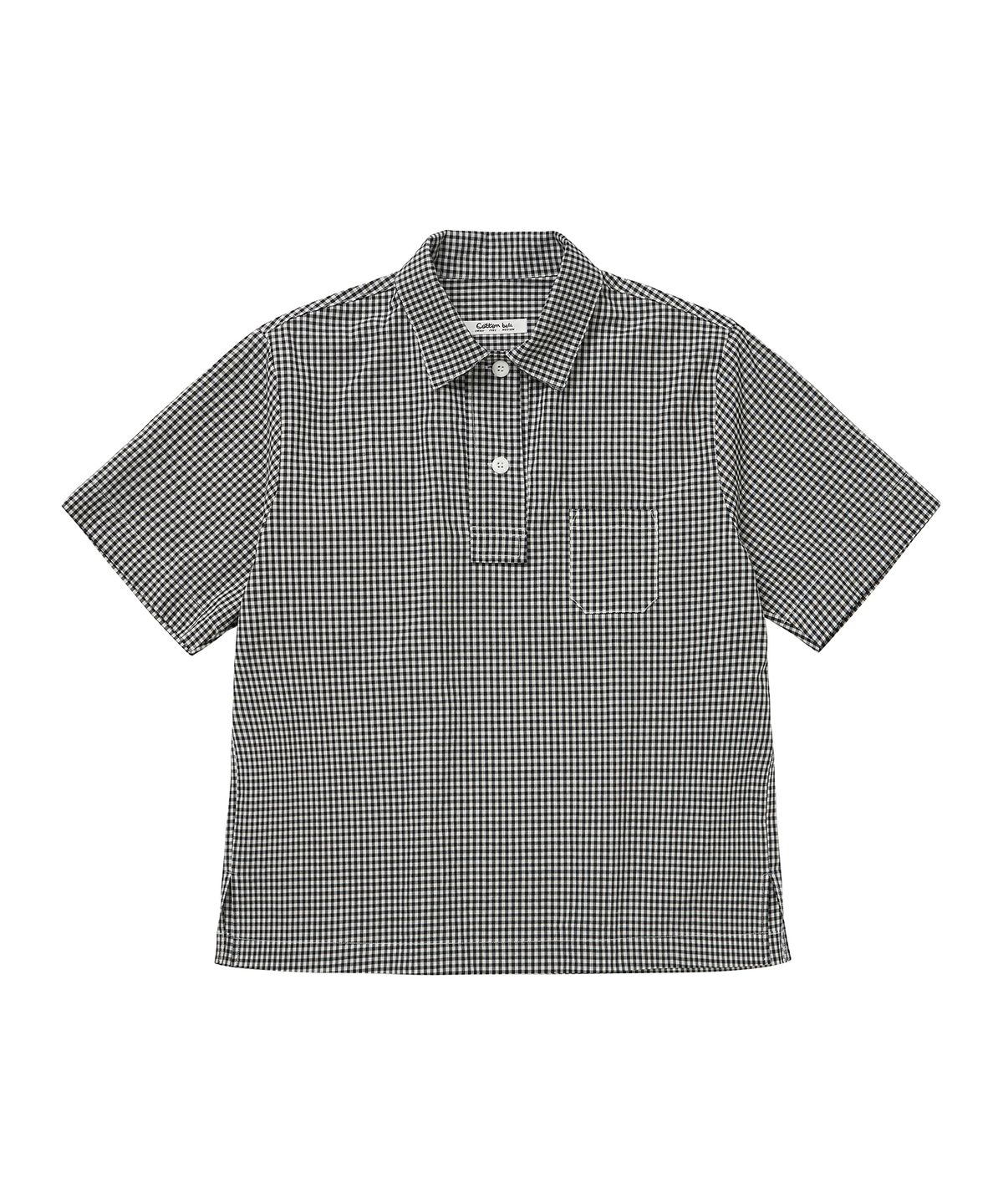 코튼벨(COTTON BELL) 와이드 플래킷 포켓 셔츠 - Black Check